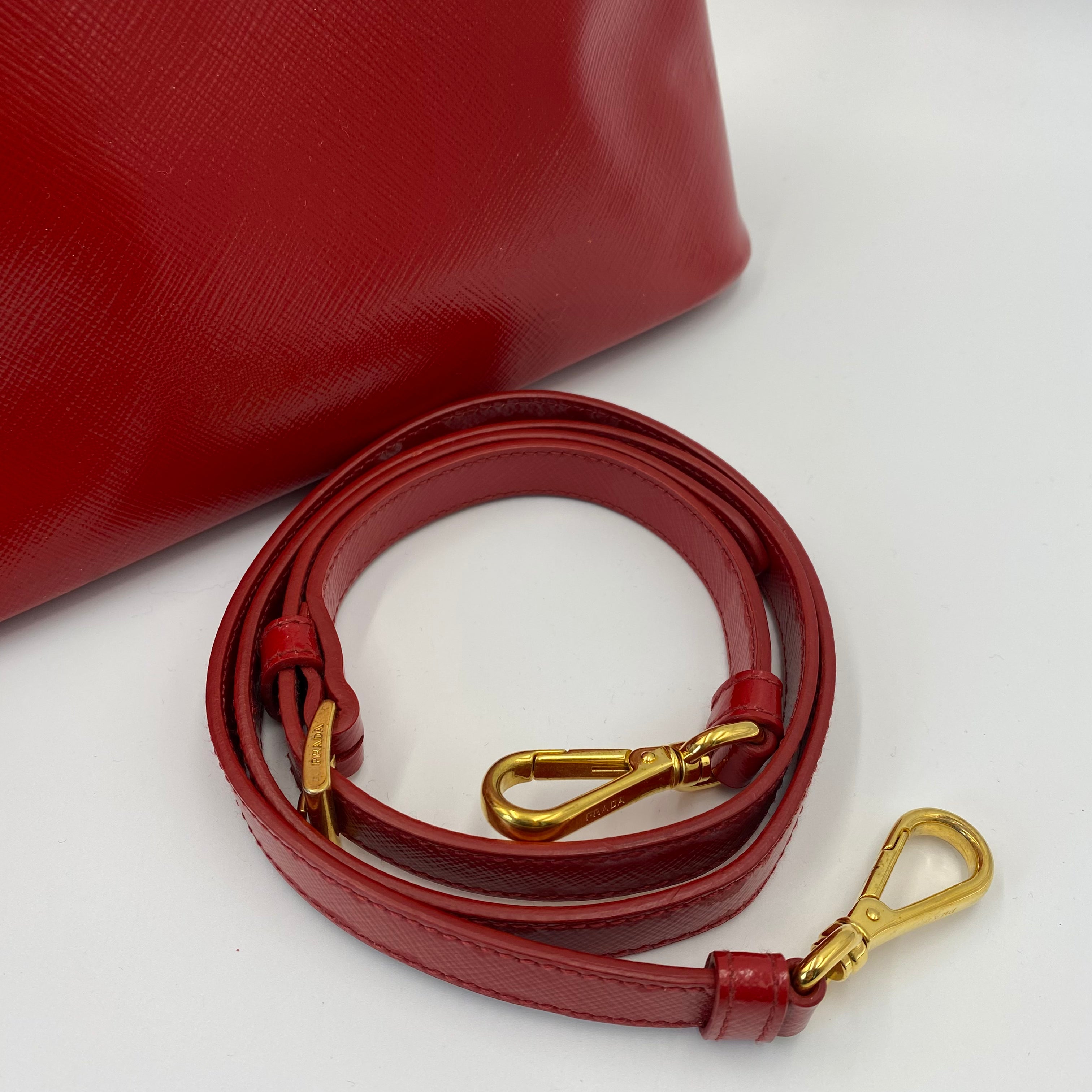 Prada Promenade Saffiano Satchel in Red