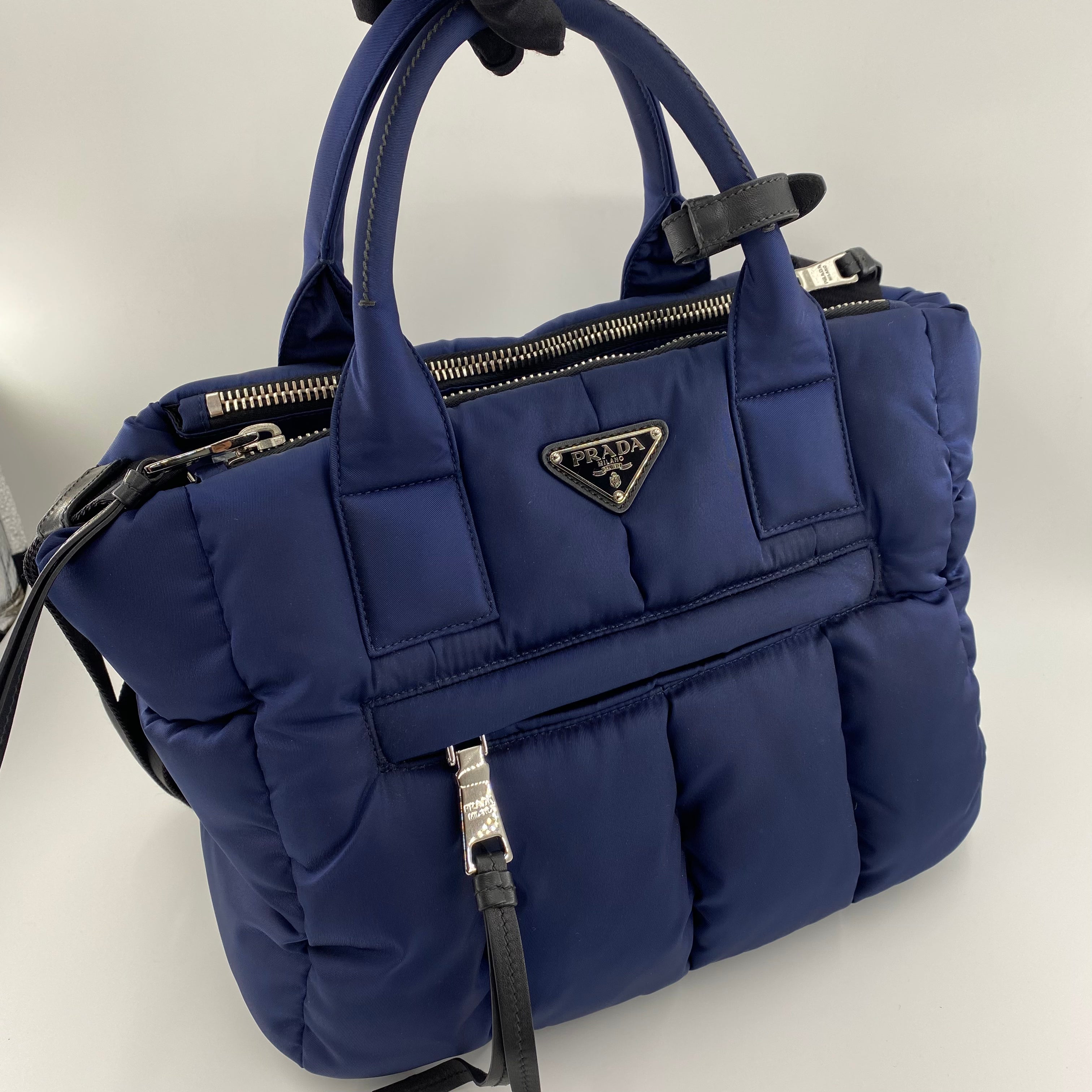 PRADA NYLON 2-WAY TESSUTO BOMBER TOTE BAG