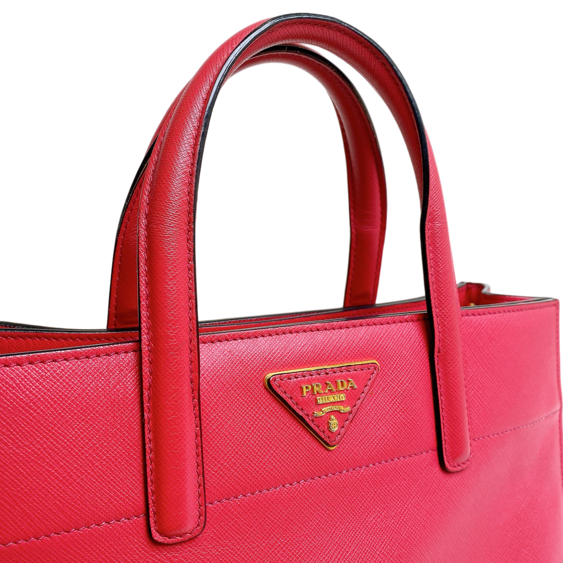 Prada Pink Saffiano Soft Leather Tote Bag