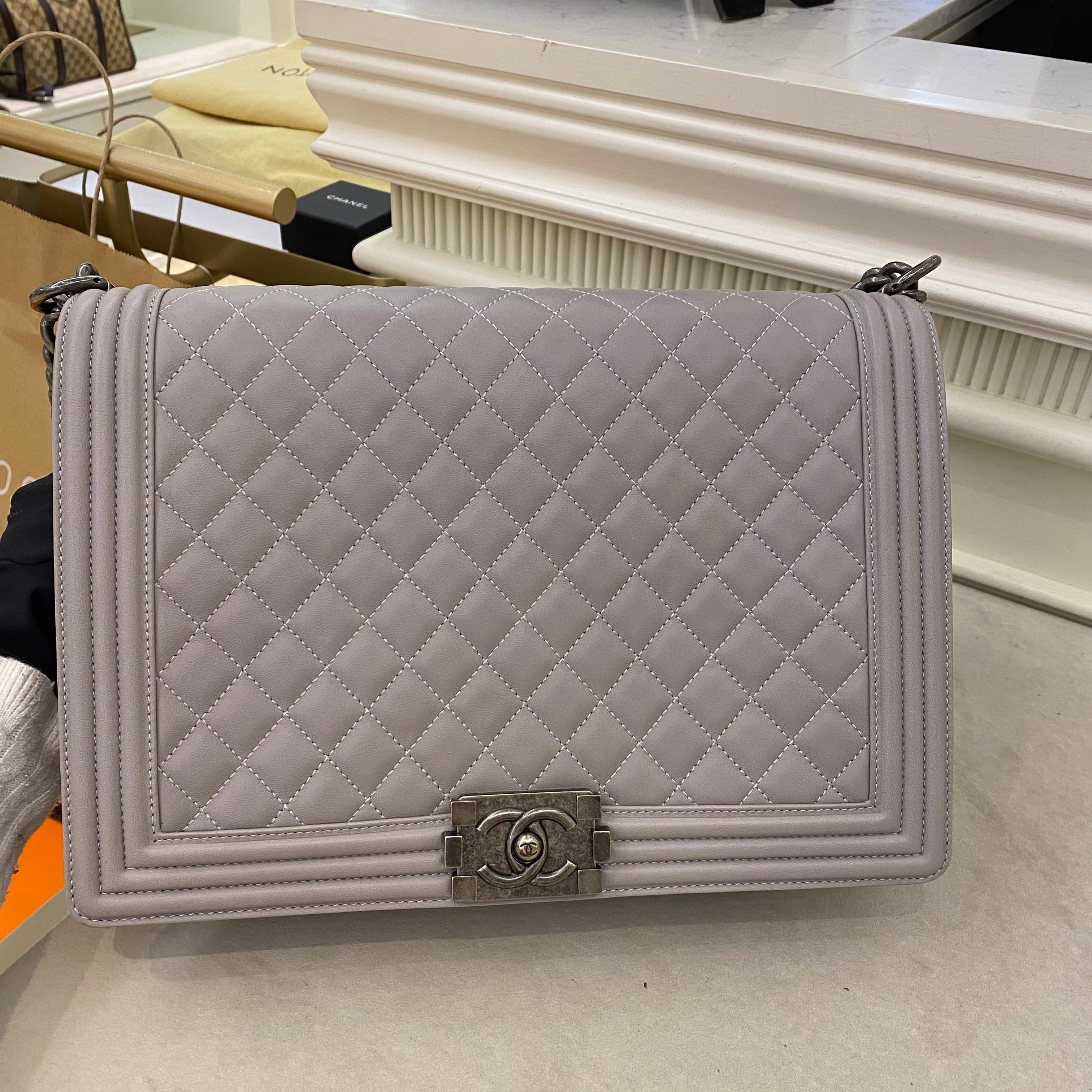 Gray chanel boy bag sale