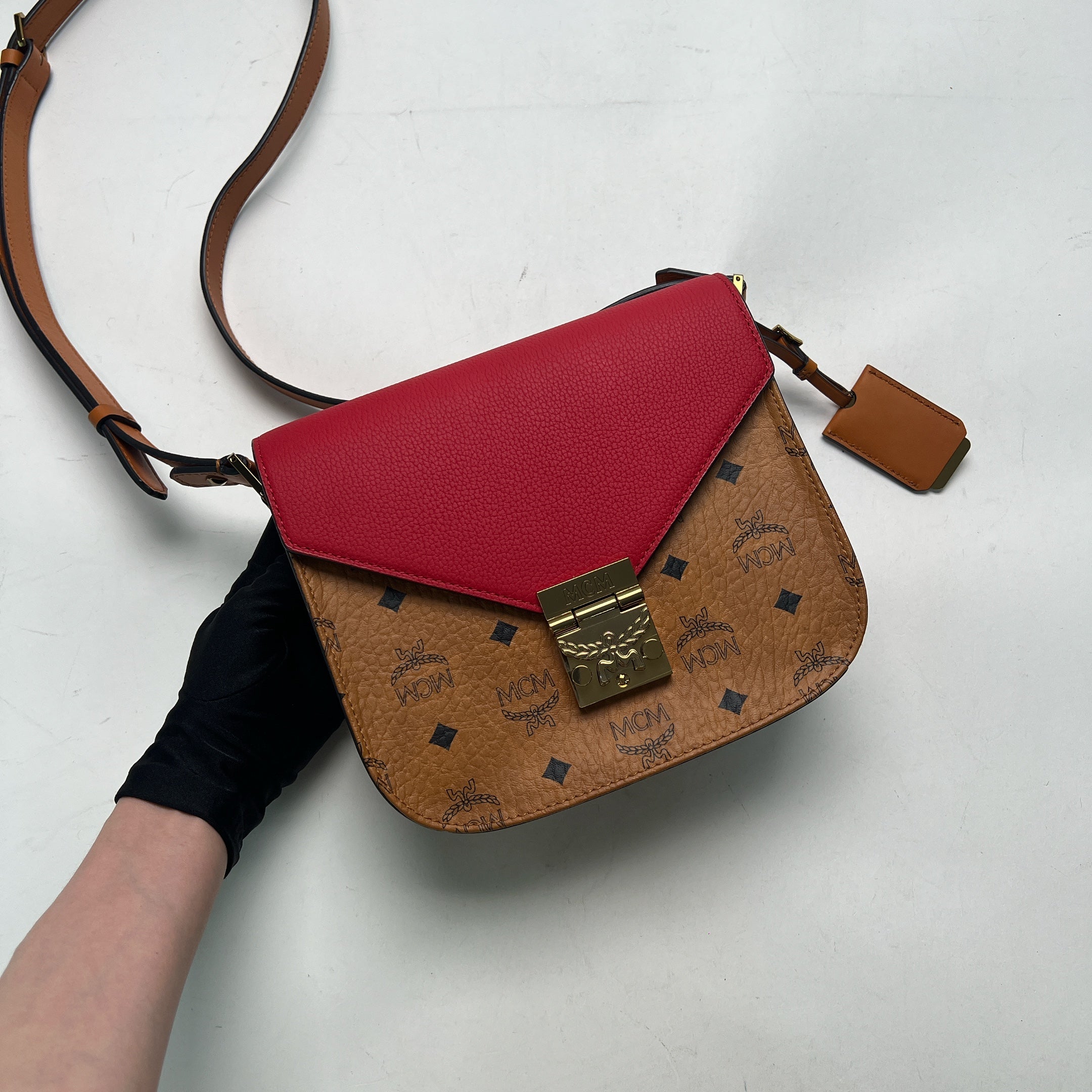 Mcm Patricia Crossbody Bag In Brown Red