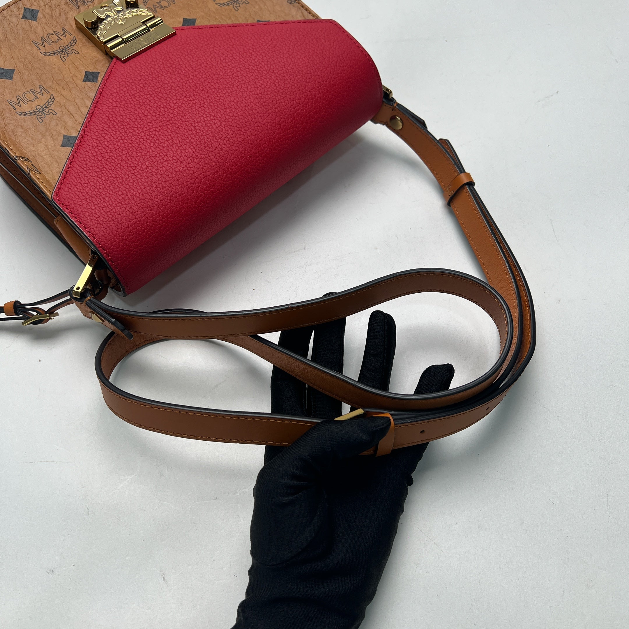 Mcm Patricia Crossbody Bag In Brown Red