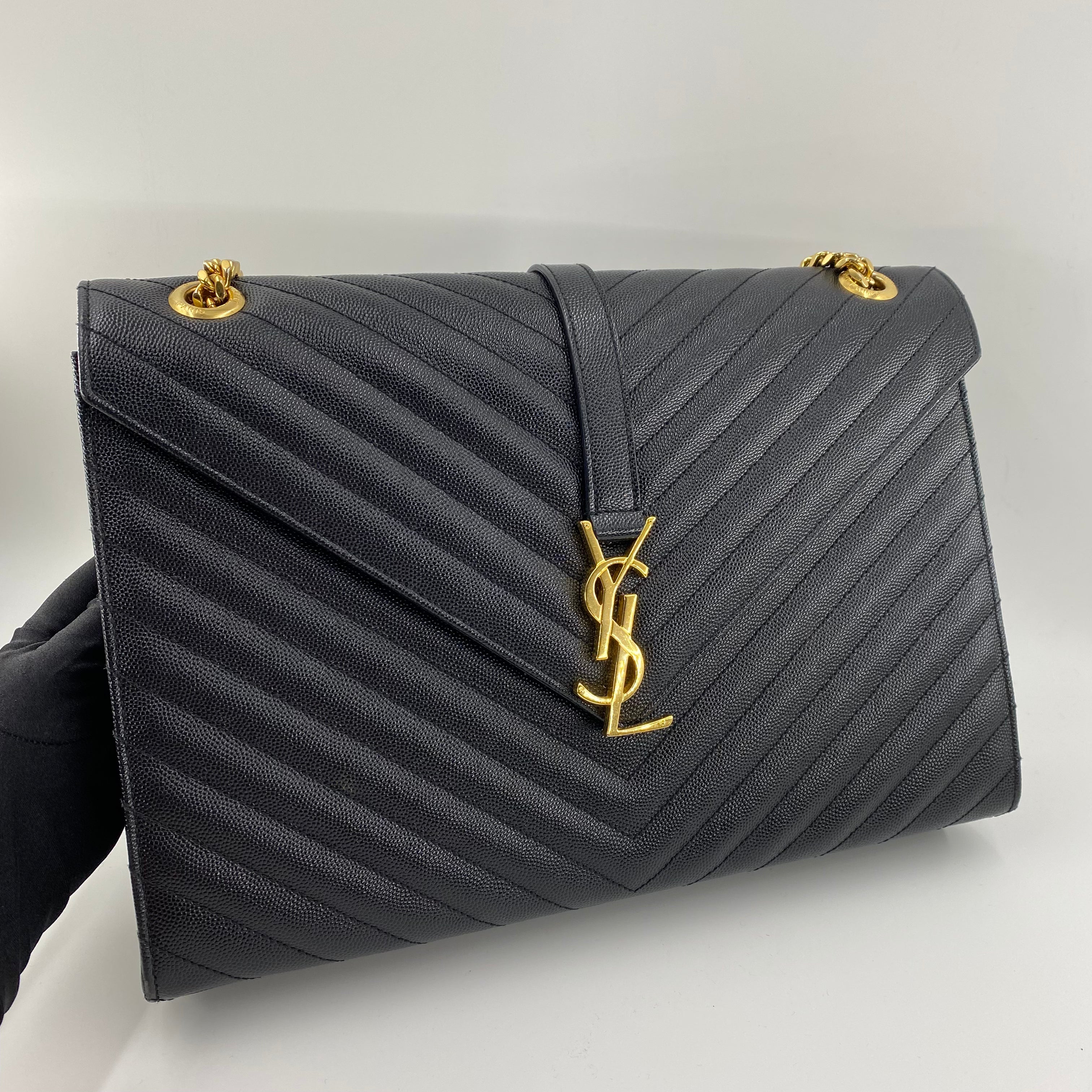 YSL Envelope Bag in Black