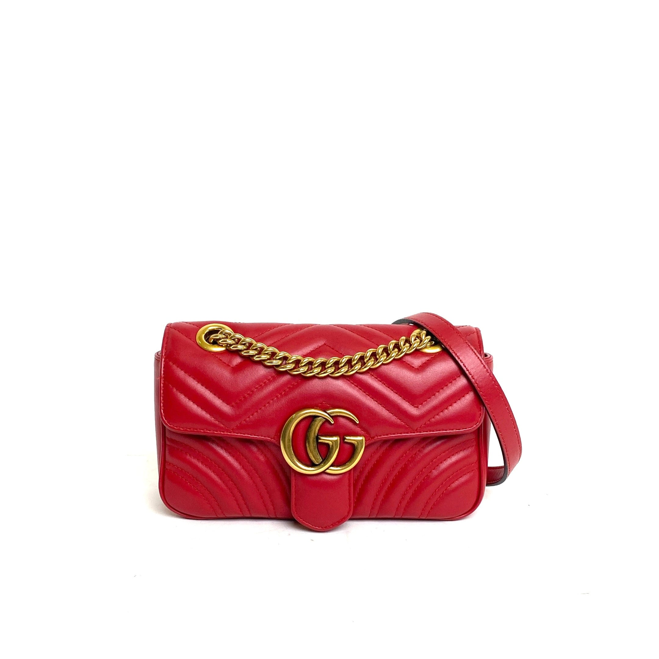 Red Leather Gg Marmont Top Handle Bag Leather Small Gucci Red