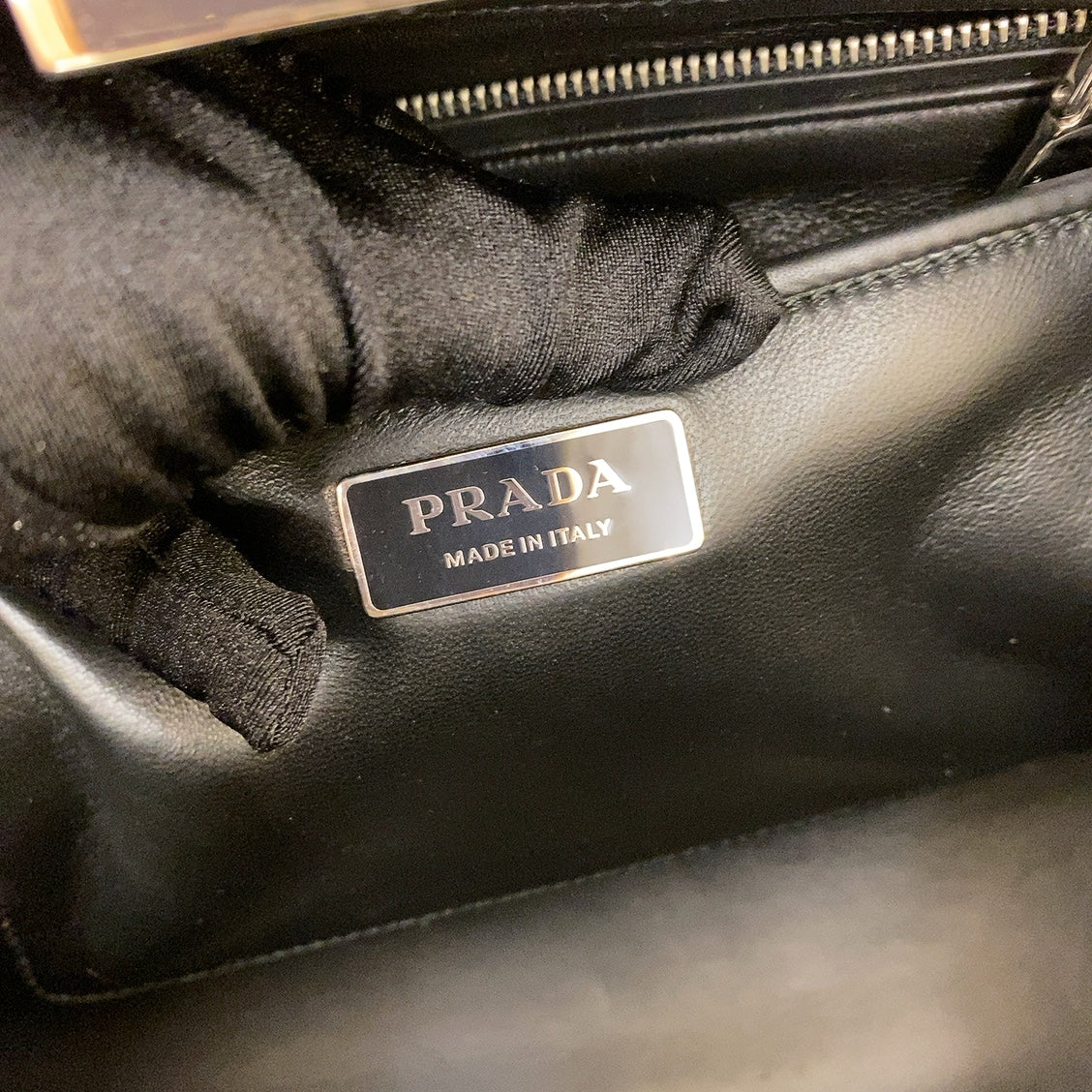 Prada Baiadera Frame Striped Leather Tote Bag