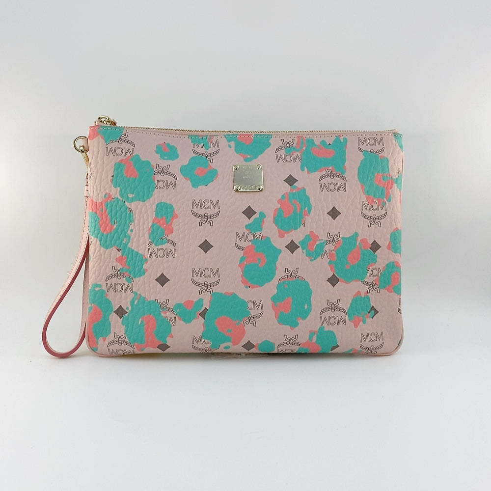 MCM Powder Pink Visetos Pouch Clutch Bag