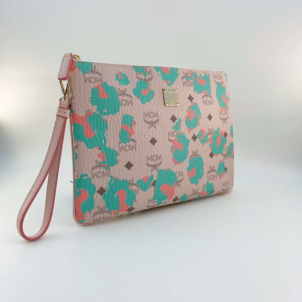 MCM Powder Pink Visetos Pouch Clutch Bag