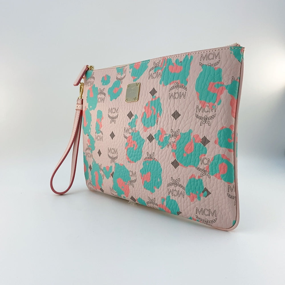 MCM Powder Pink Visetos Pouch Clutch Bag