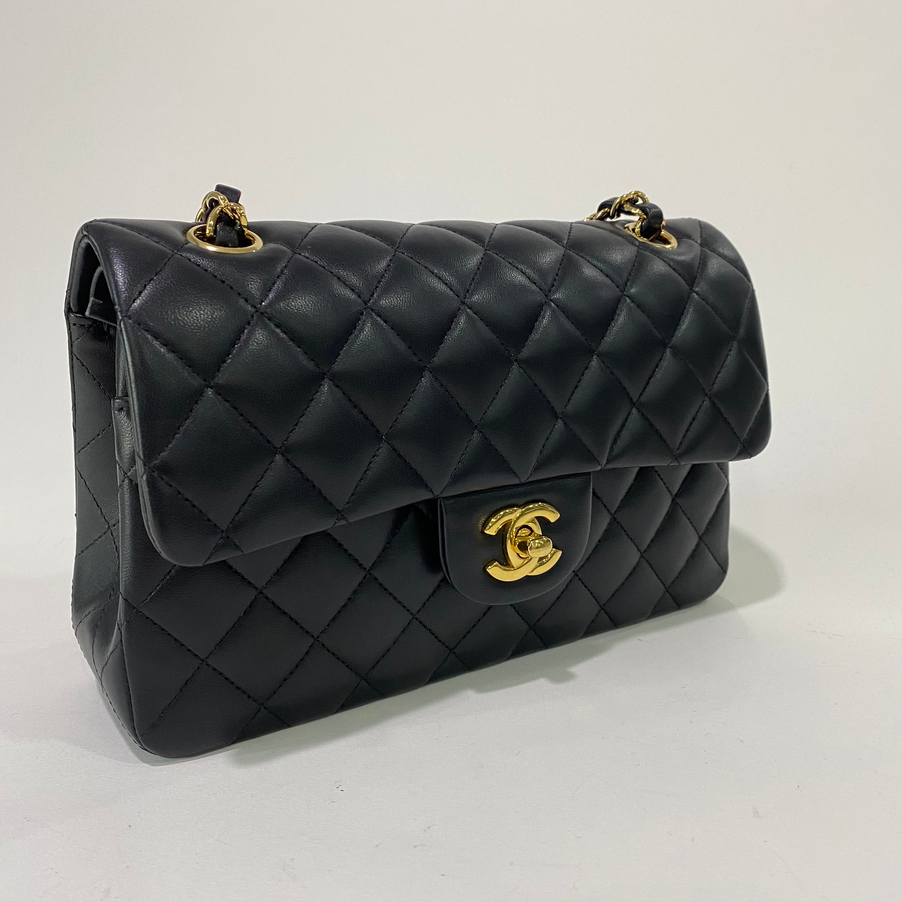 CHANEL SMALL CLASSIC FLAP  LAMBSKIN GOLD HARDWARE