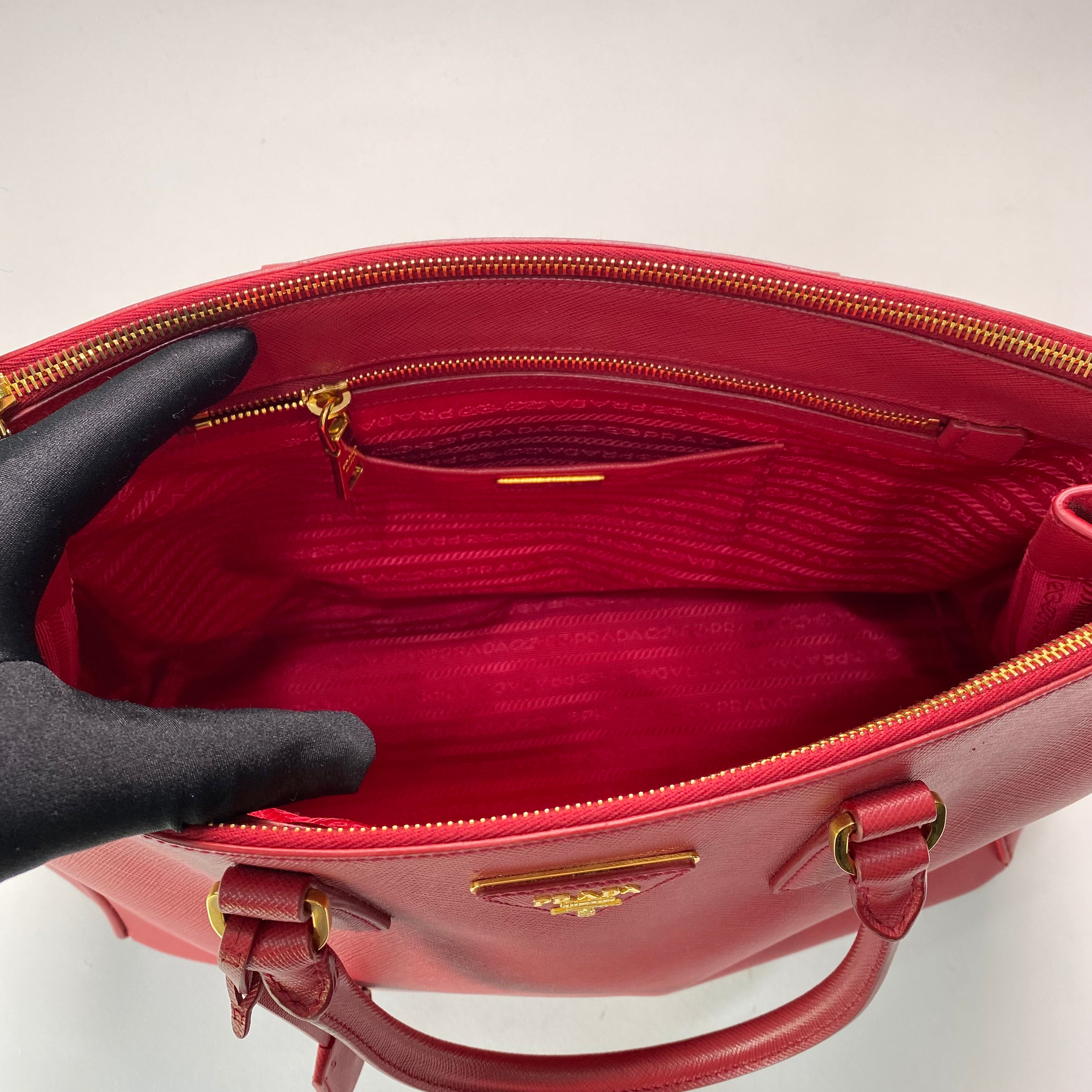 Prada Galleria Saffiano Bag In Red