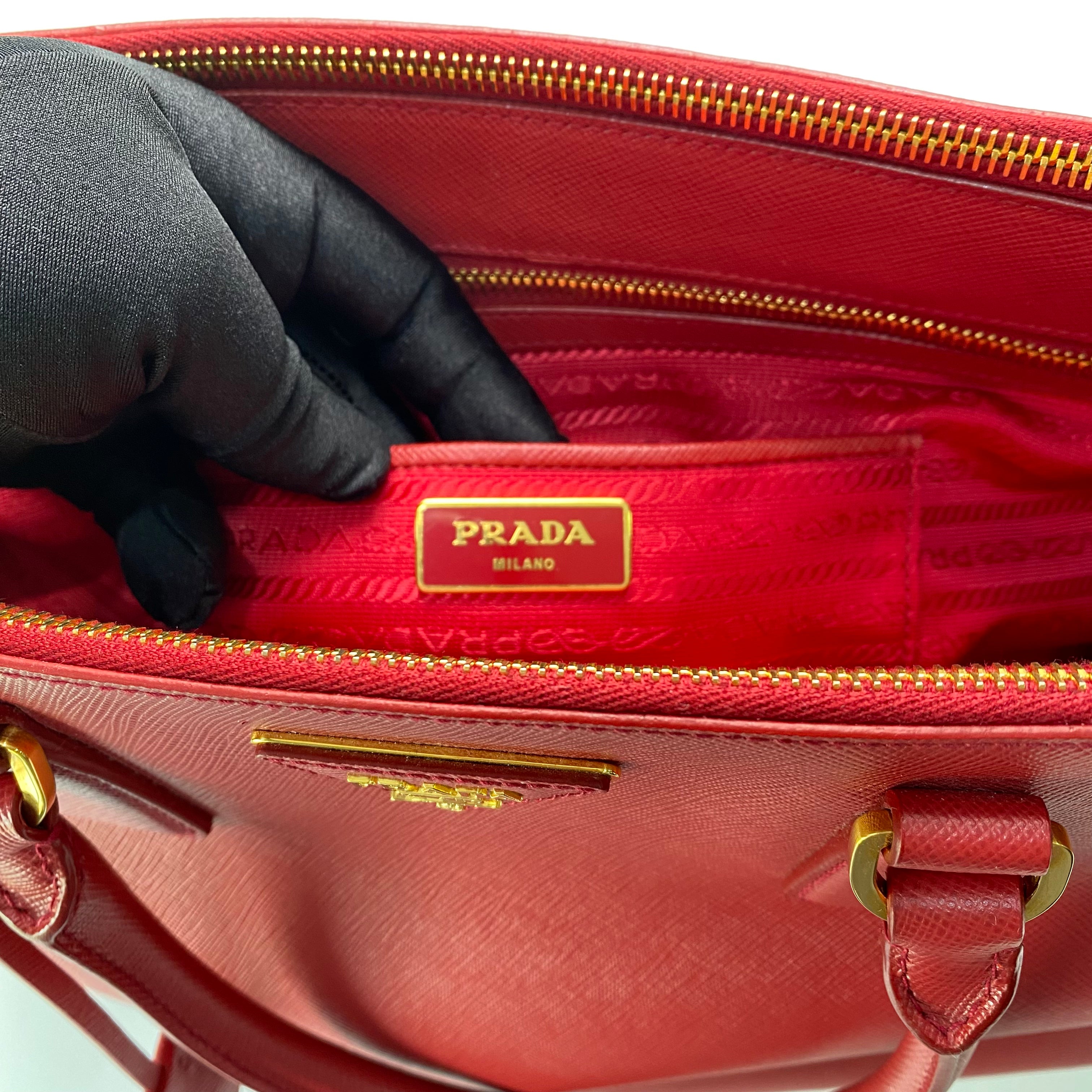 Prada Galleria Saffiano Bag In Red