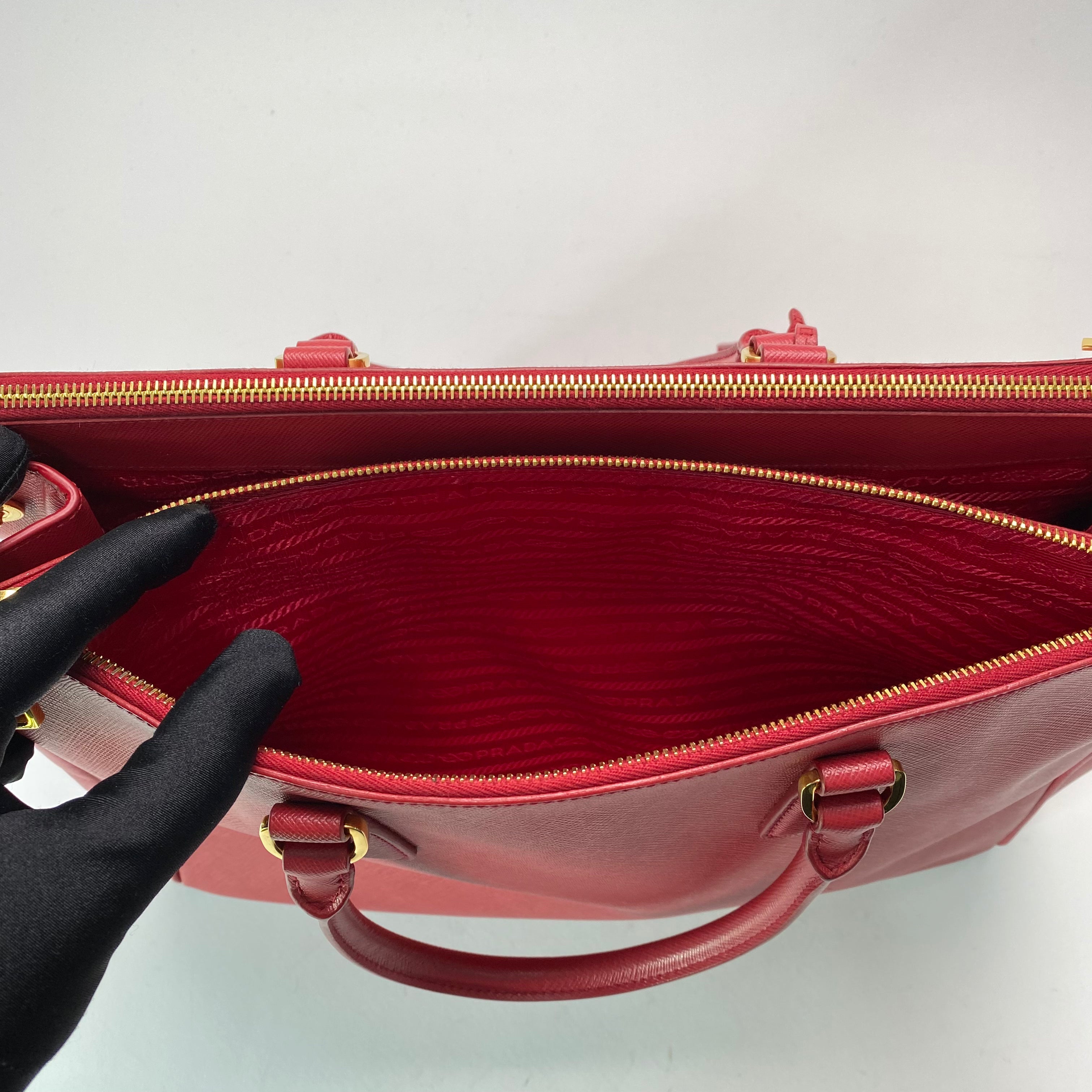 Prada Galleria Saffiano Bag In Red