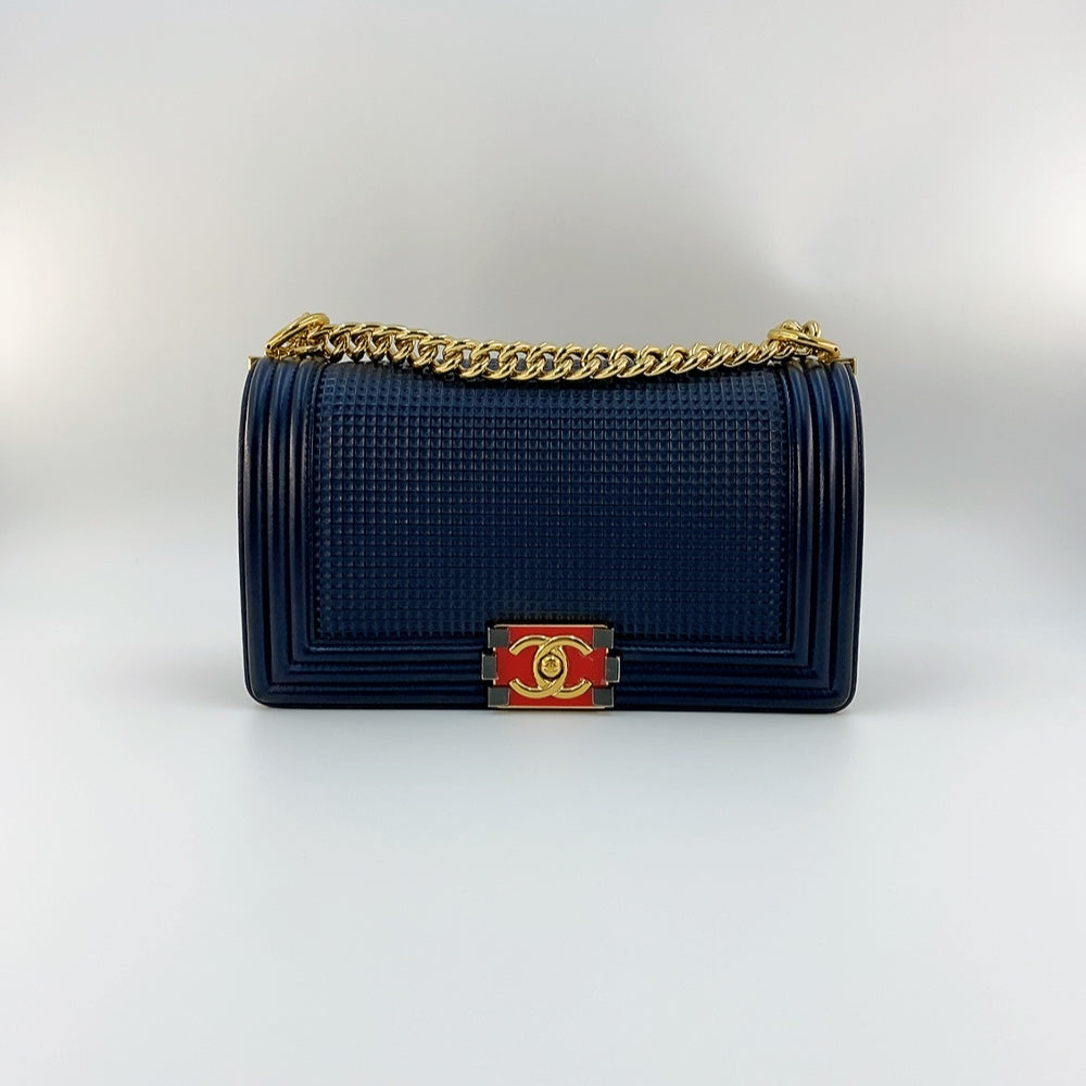 Chanel Boy Lambskin in Dark Blue