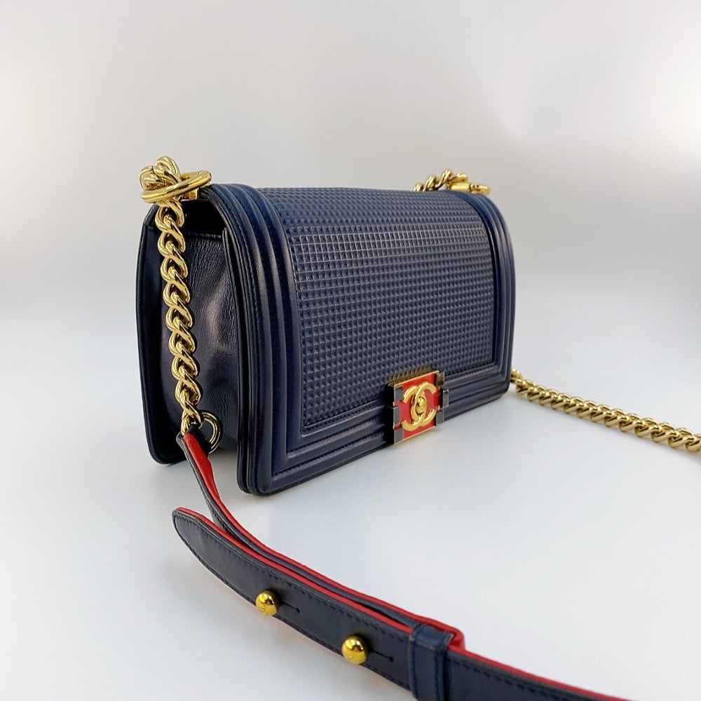 Chanel Boy Lambskin in Dark Blue