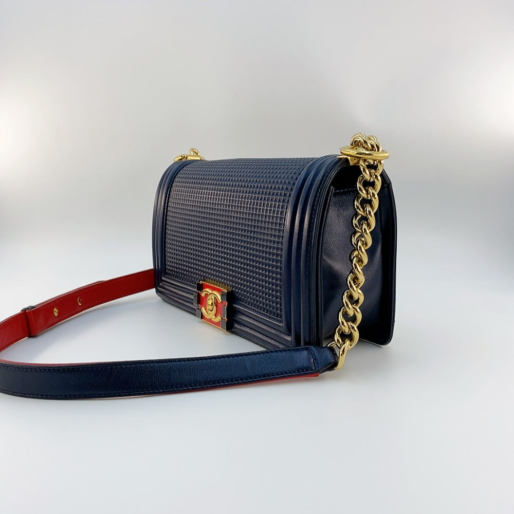 Chanel Boy Lambskin in Dark Blue