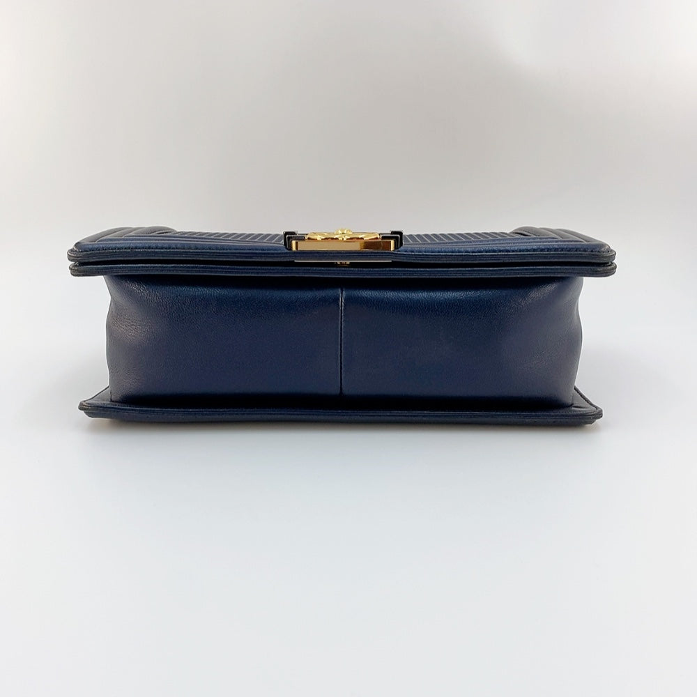 Chanel Boy Lambskin in Dark Blue