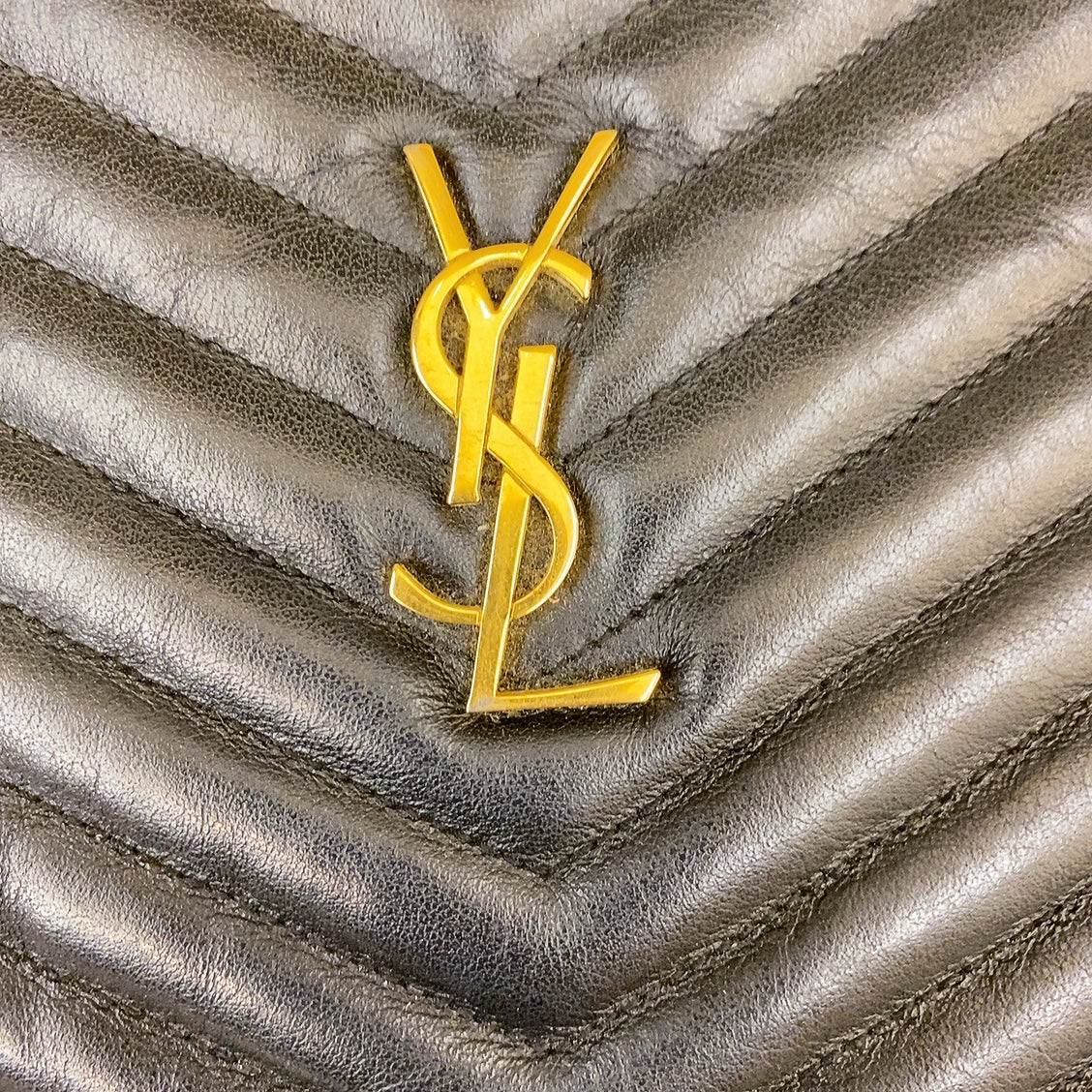 YSL Large Chevron Clutch in Black