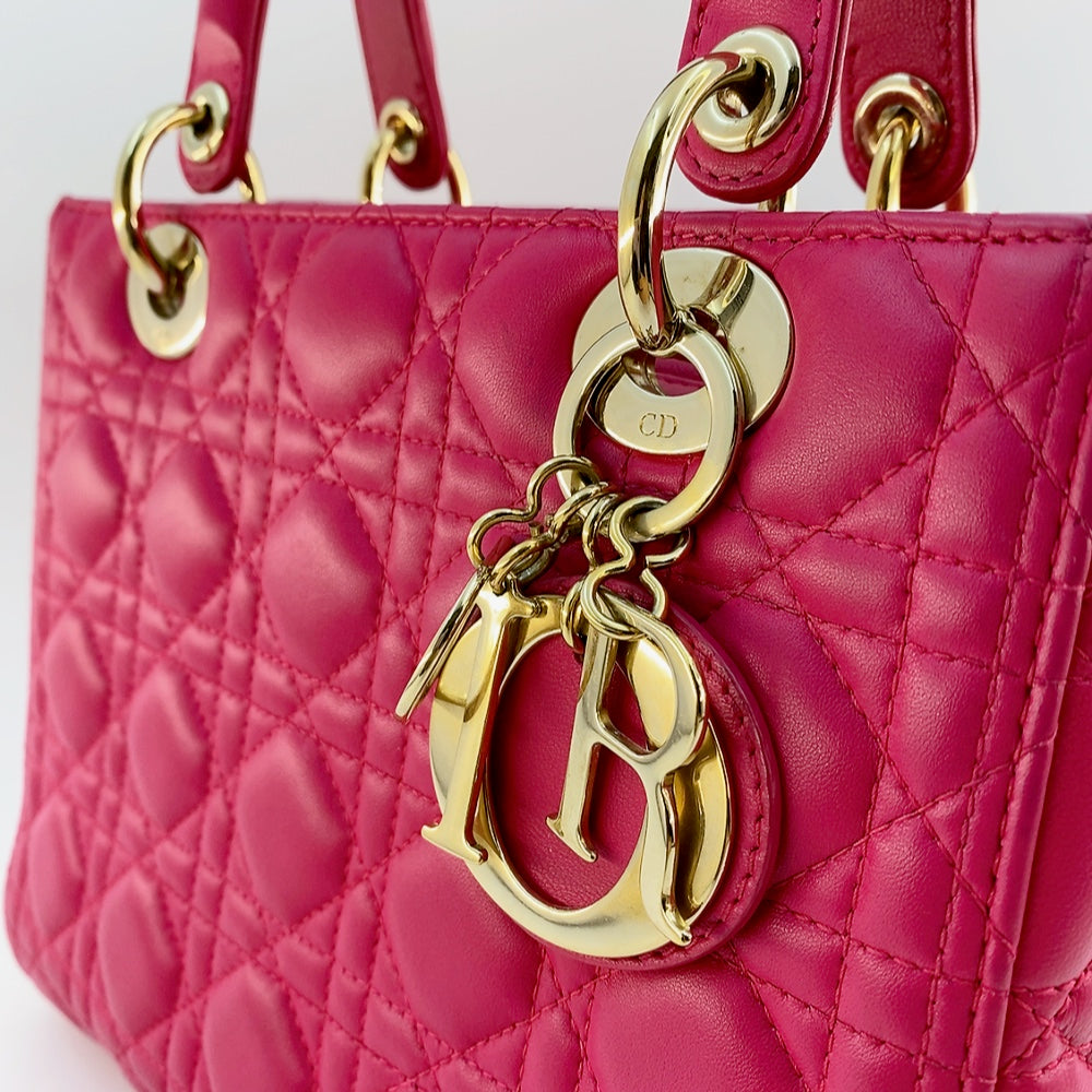 Lady dior medium pink best sale