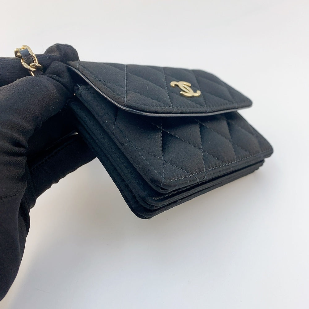 Chanel Card Holder with Chain in Black