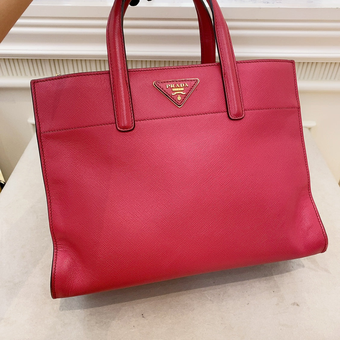 Prada Pink Saffiano Soft Leather Tote Bag