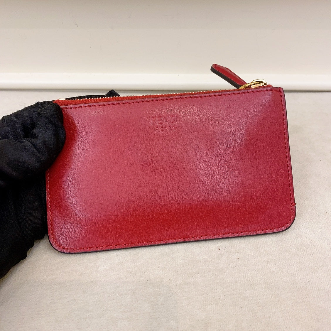 Fendi Crayons Red Leather Key Holder