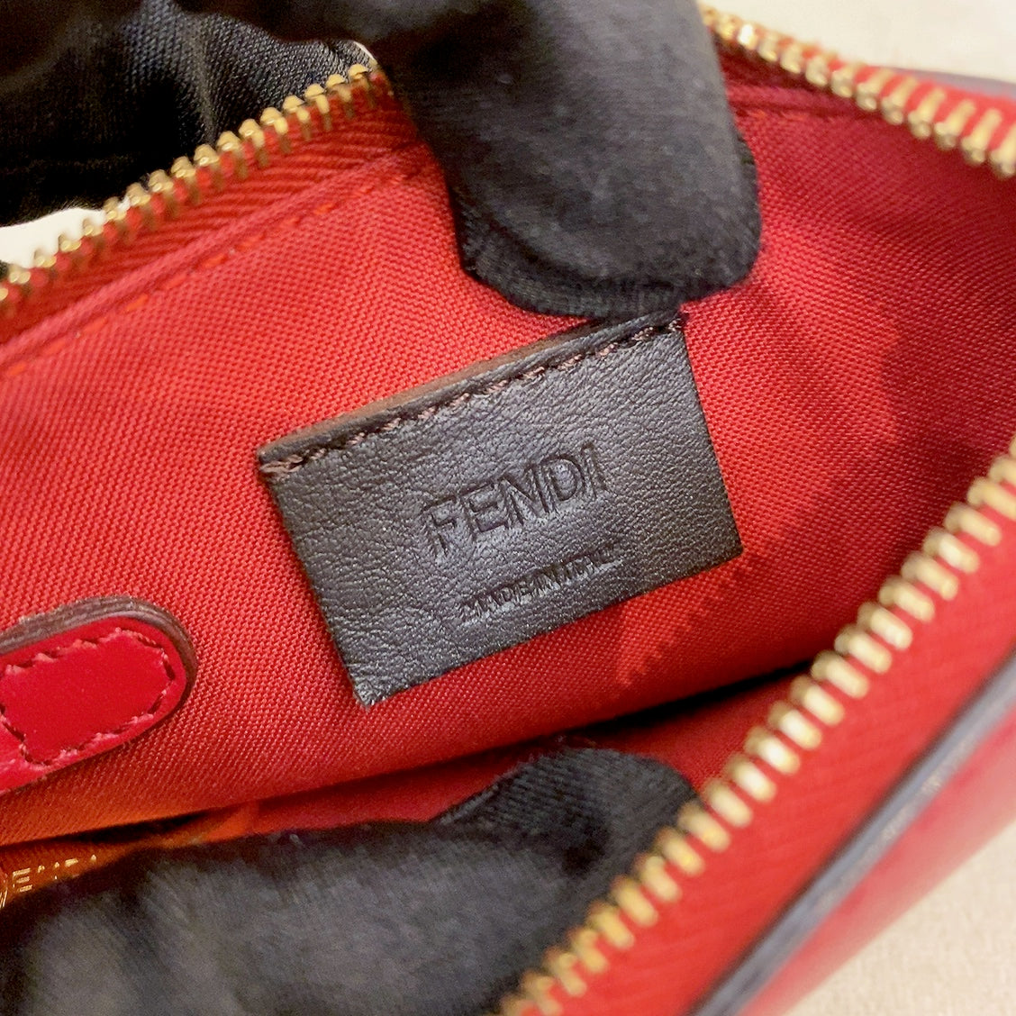 Fendi Crayons Red Leather Key Holder