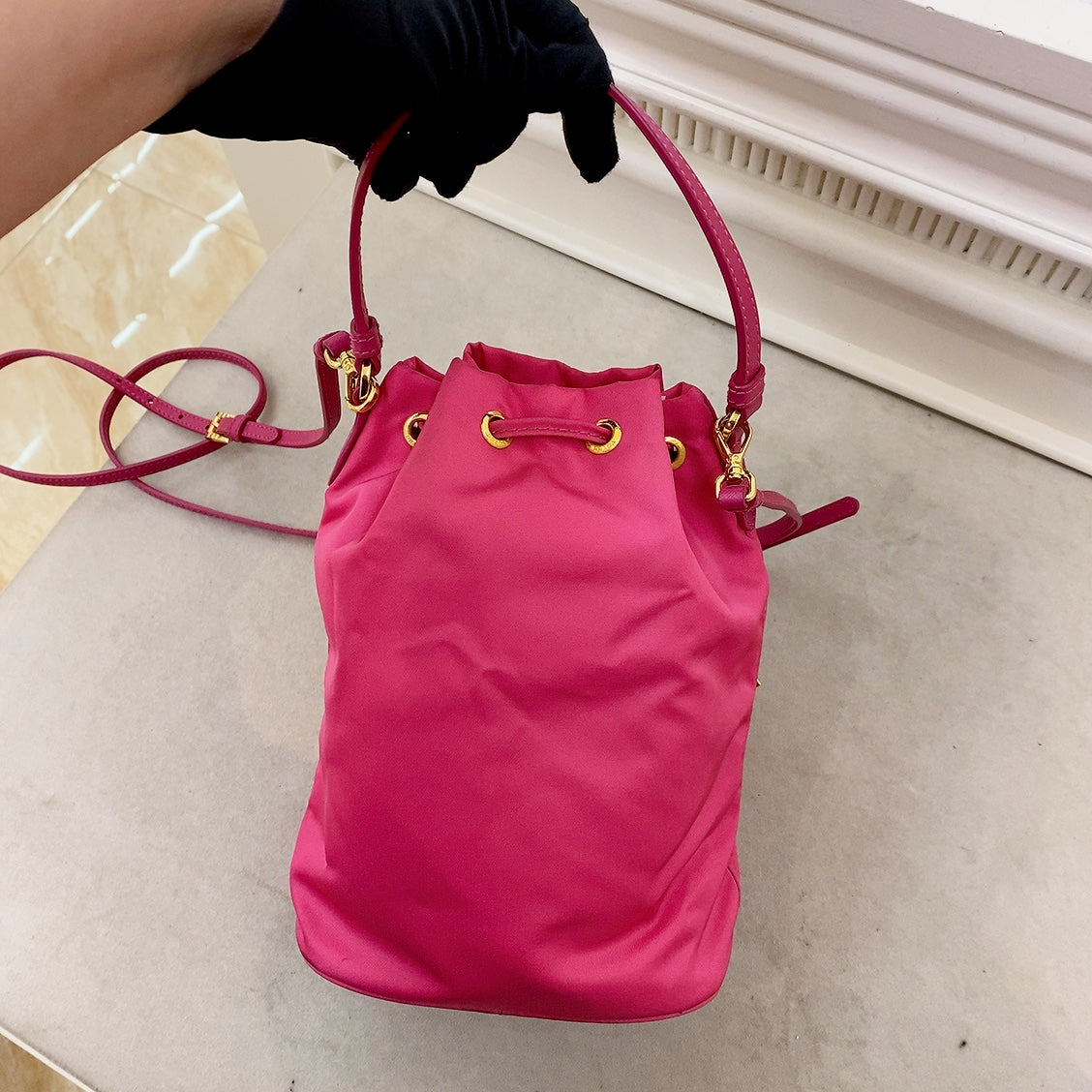 PRADA BUCKET IN Dark pink