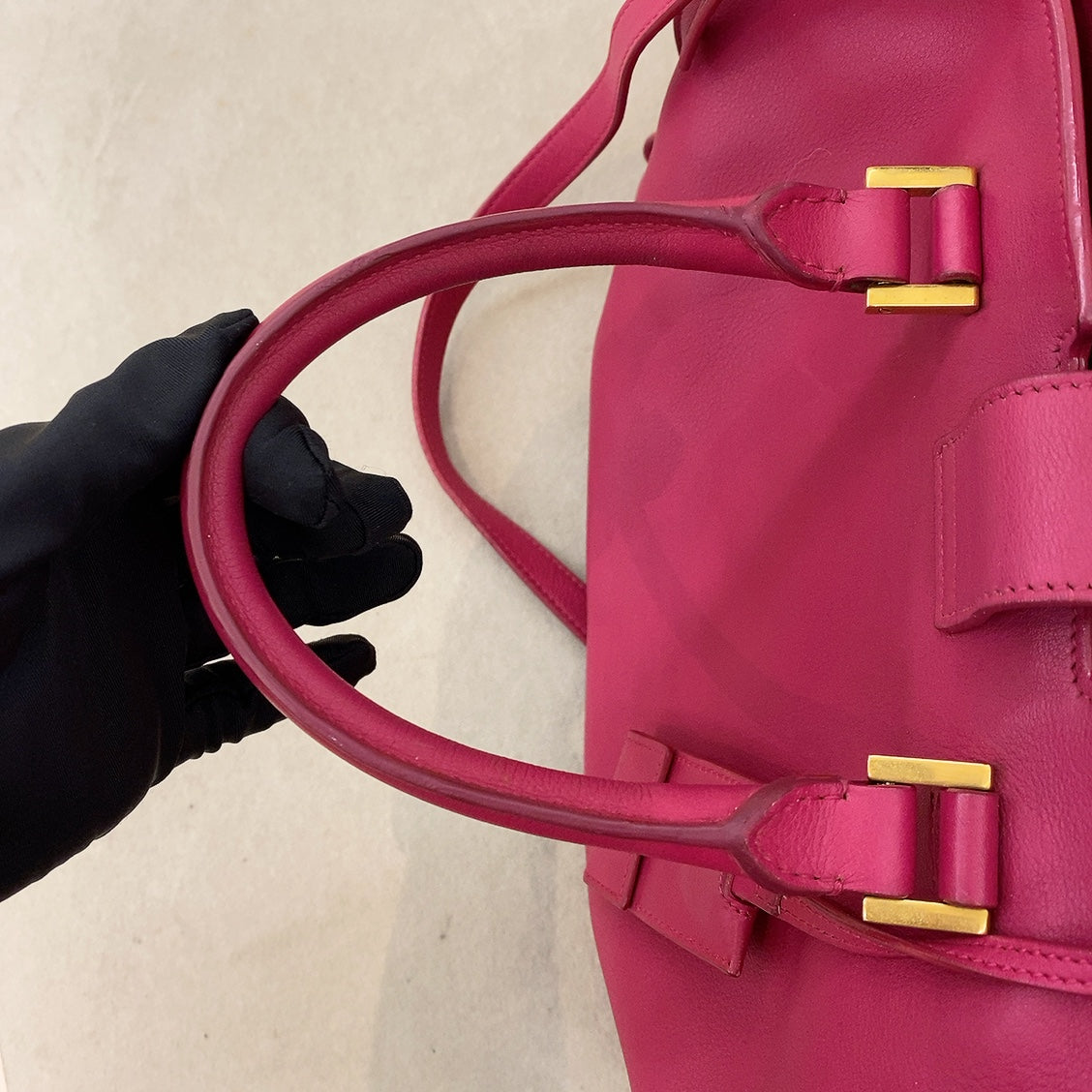 YSL Pink Smooth Calfskin Monogram Small Y Cabas Tote Bag