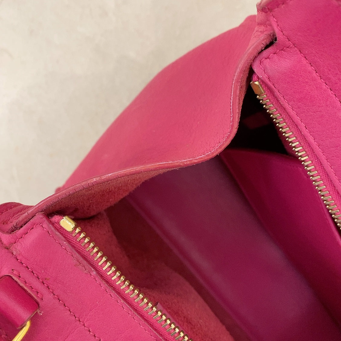 YSL Pink Smooth Calfskin Monogram Small Y Cabas Tote Bag