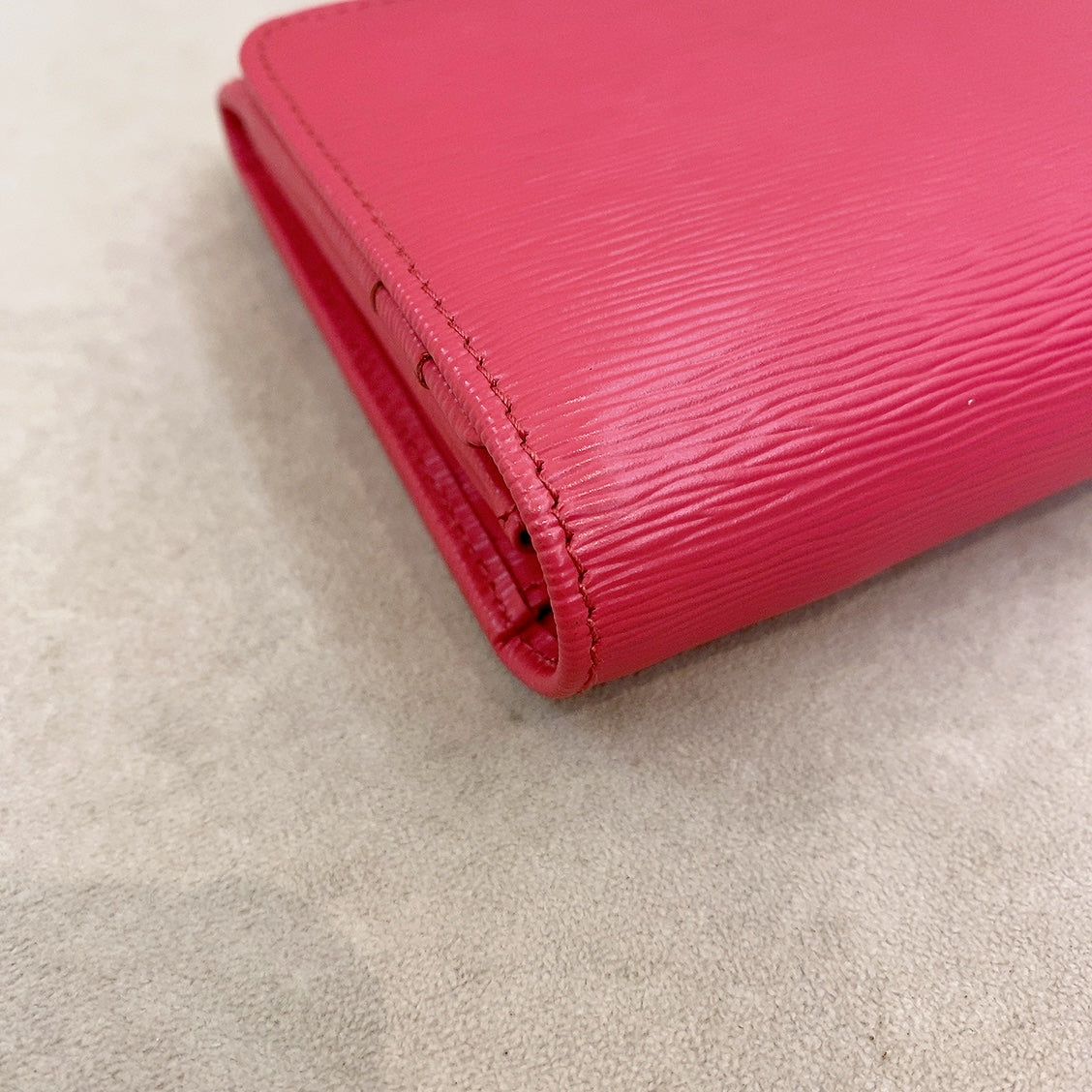 prada saffiano pink leather flap wallet