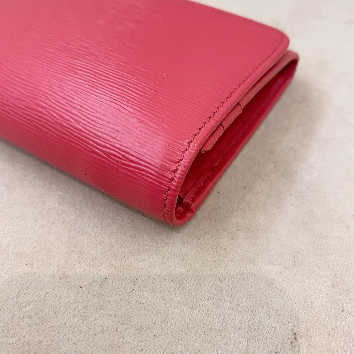 prada saffiano pink leather flap wallet