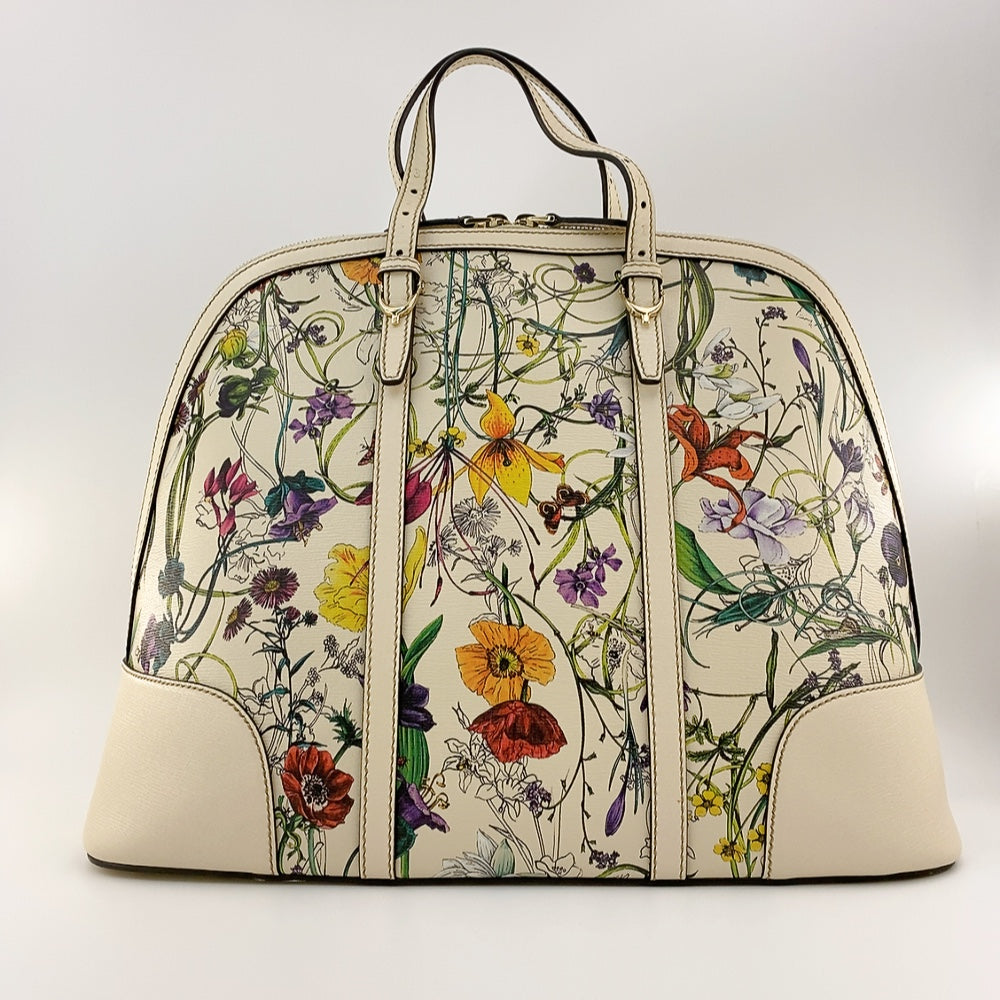 GUCCI WHITE FLORA HANDLE BAG