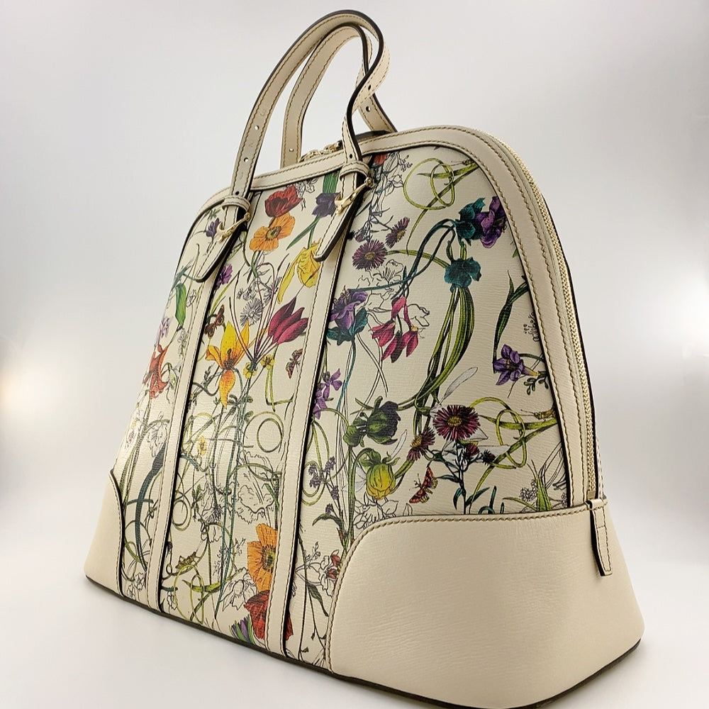 GUCCI WHITE FLORA HANDLE BAG