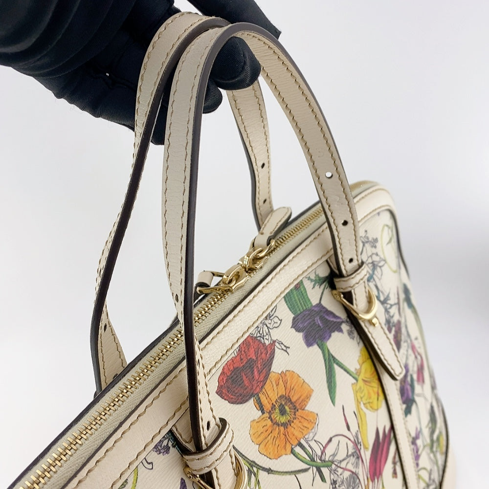 GUCCI WHITE FLORA HANDLE BAG