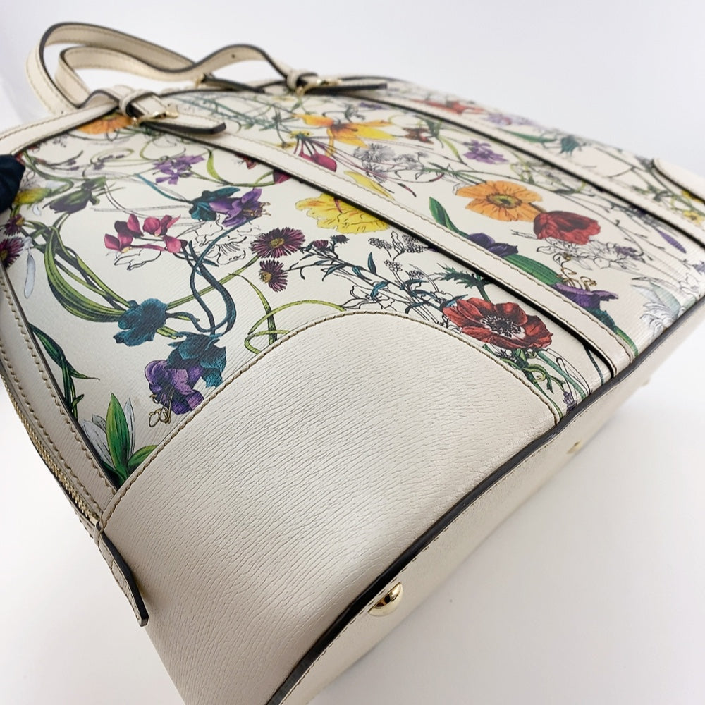 GUCCI WHITE FLORA HANDLE BAG