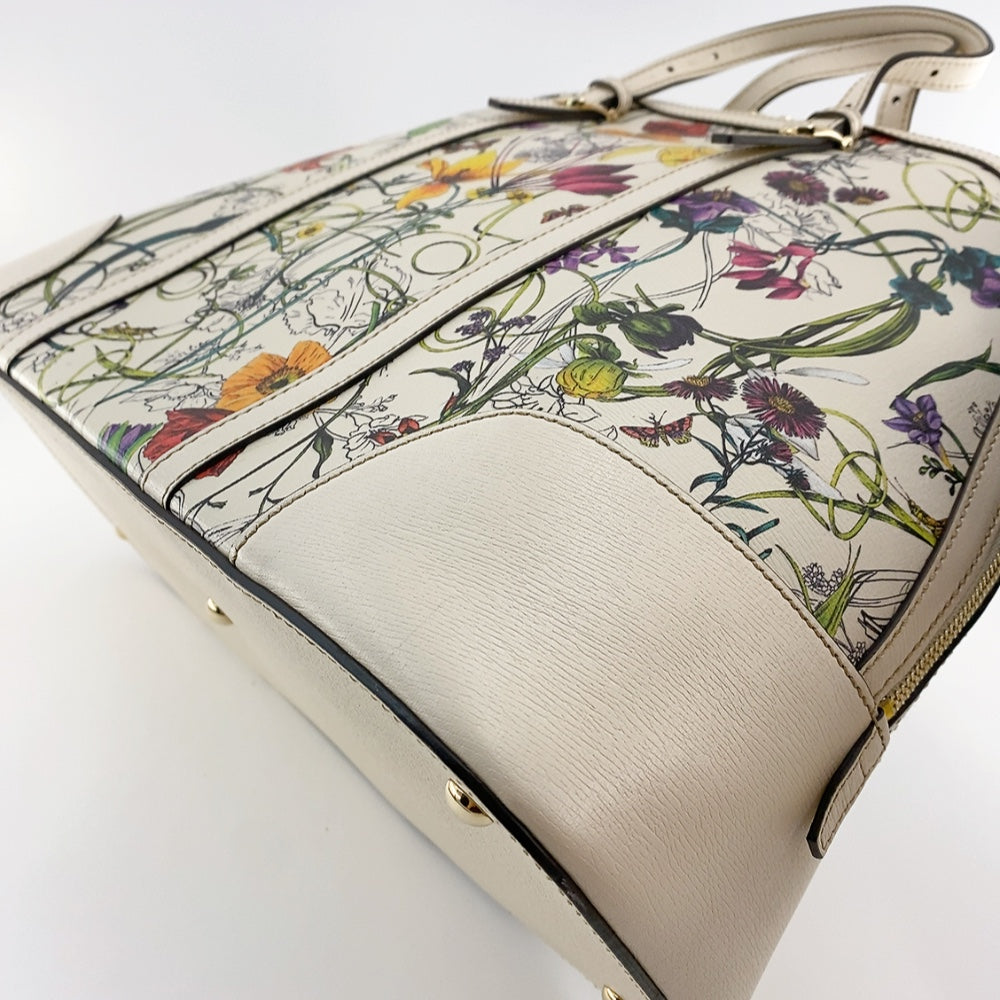 GUCCI WHITE FLORA HANDLE BAG