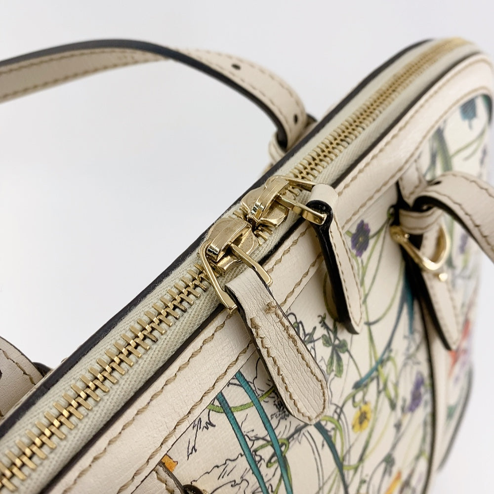 GUCCI WHITE FLORA HANDLE BAG