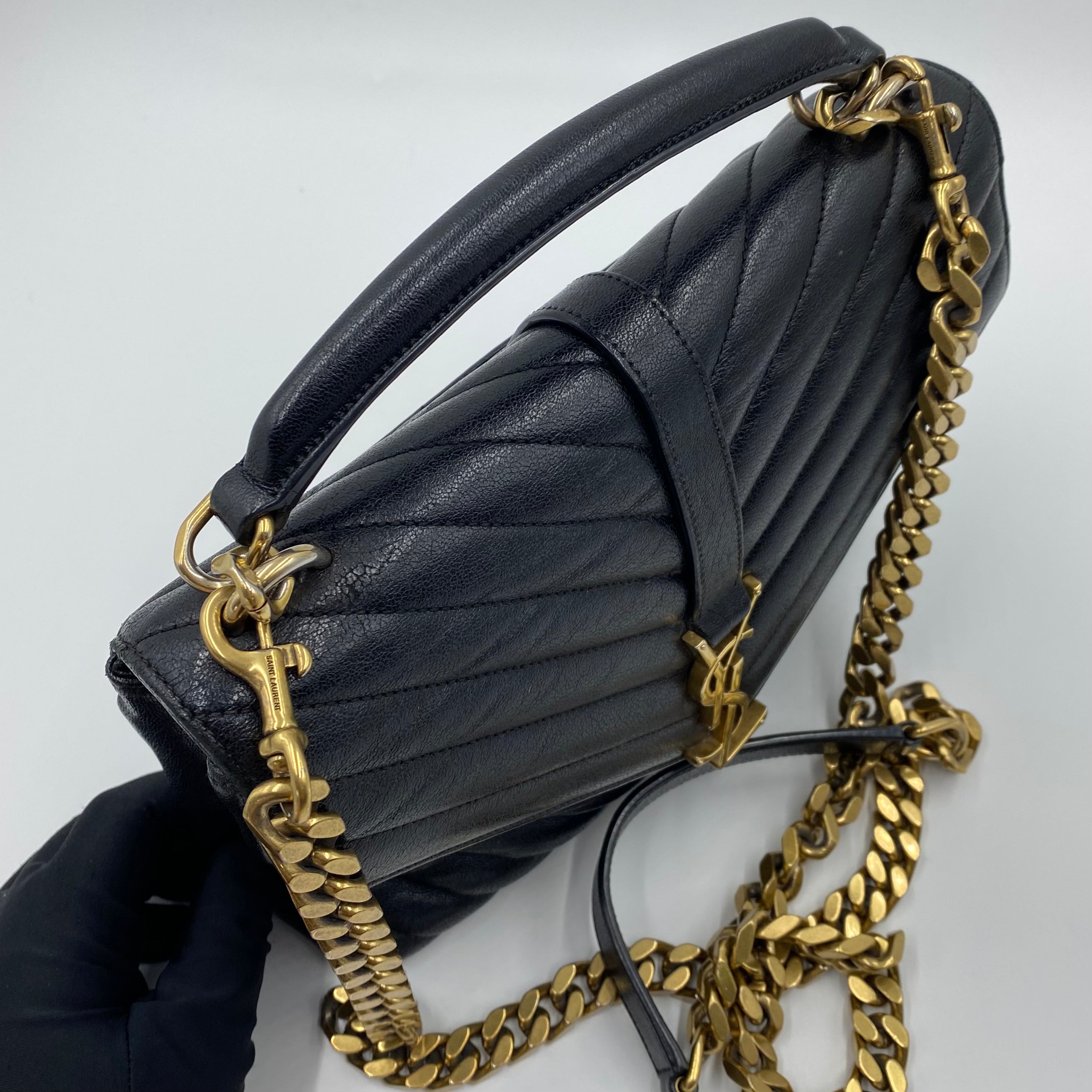 Ysl college medium black gold sale