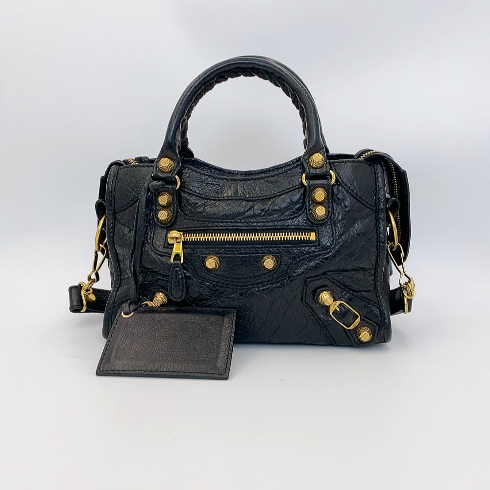 Balenciaga City  Mini in Black Gold Hardware