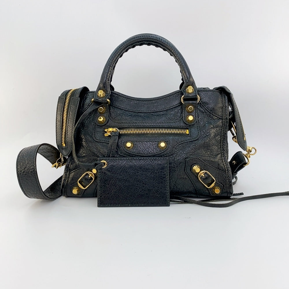 Balenciaga City Mini in Black Gold hardware