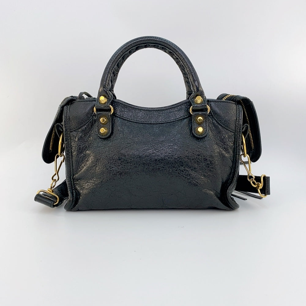 Balenciaga City Mini in Black Gold hardware