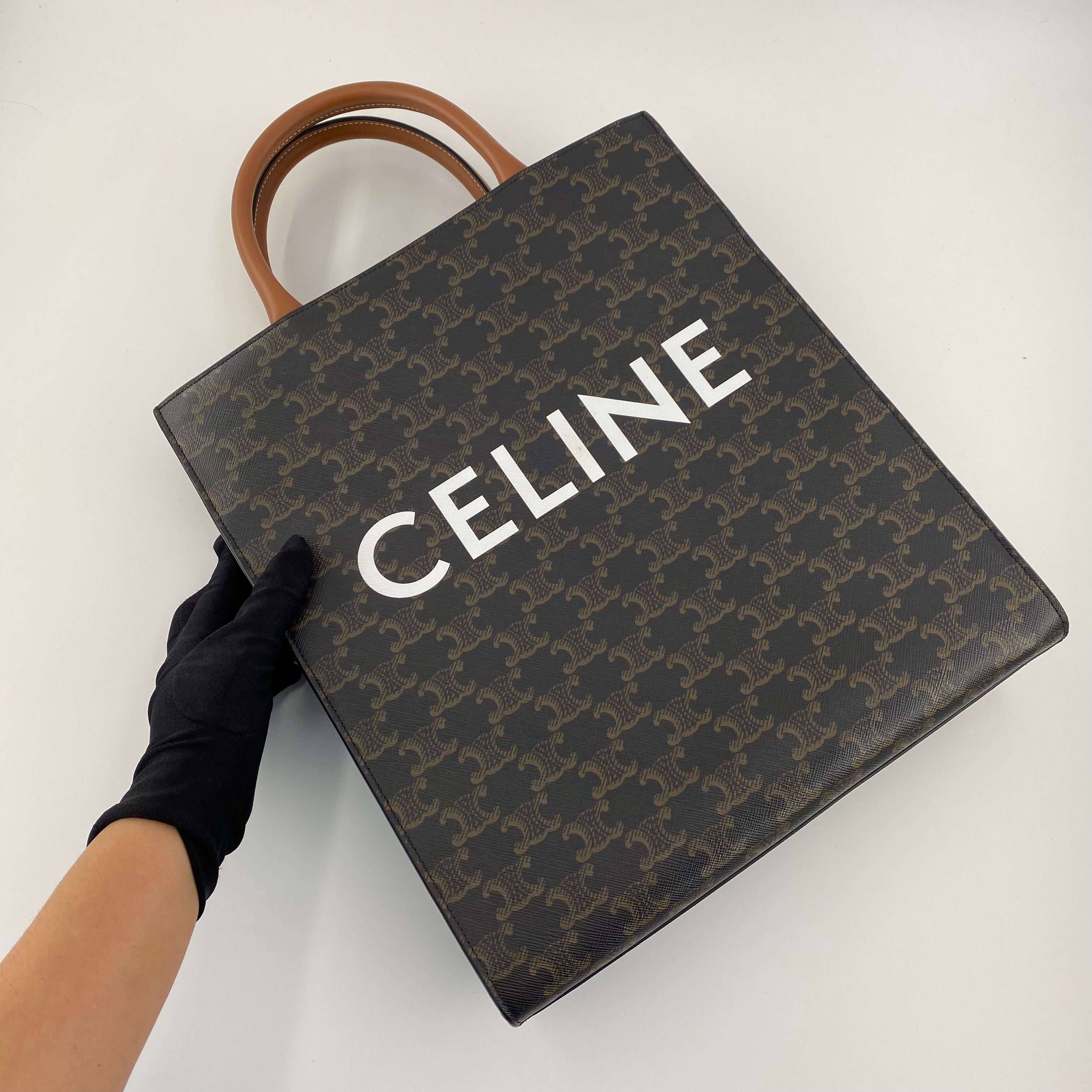Celine Vertical Cabas Tote Bag Canvas 2 Way Monogram