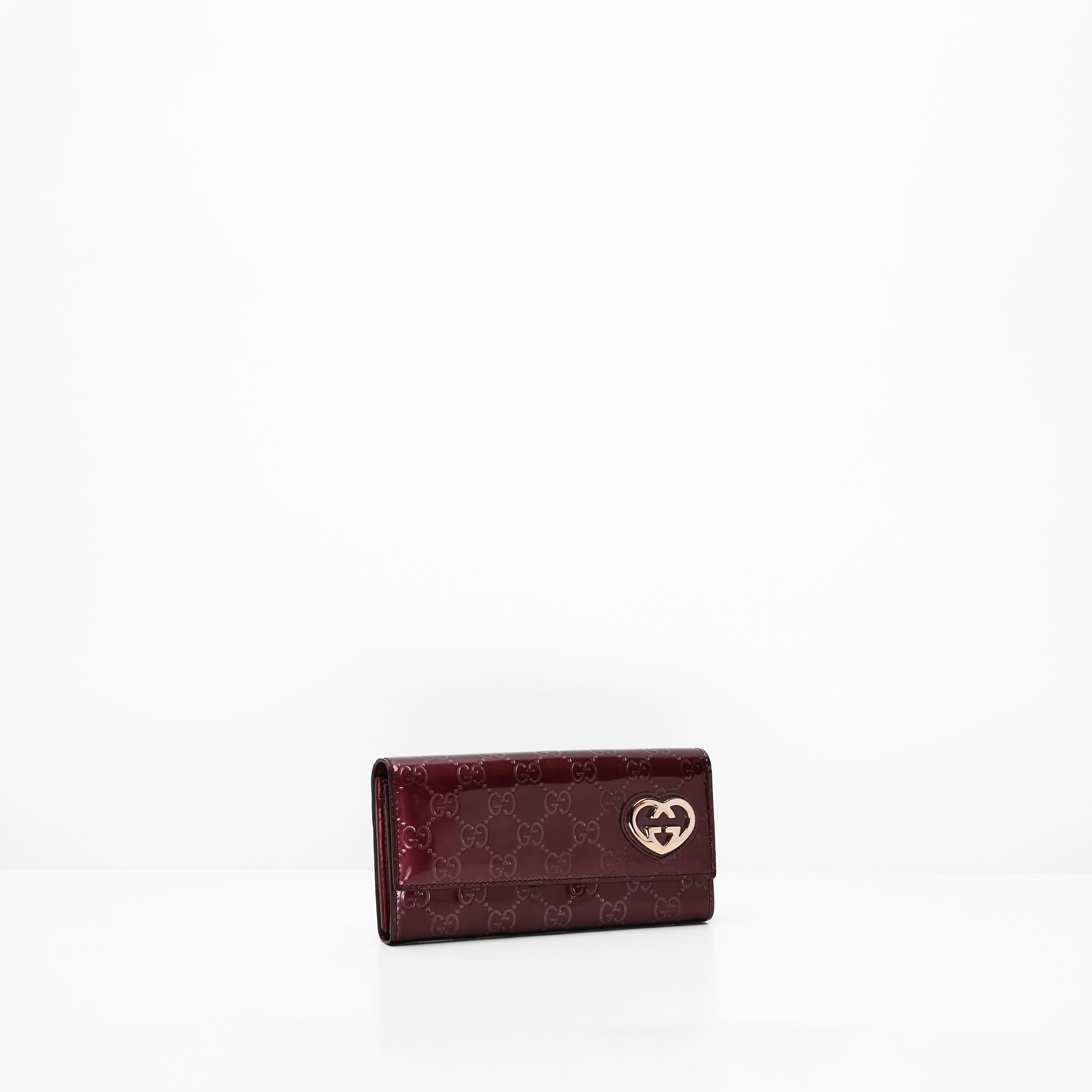 Gucci Guccissima Heart Patent Leather Long Wallet