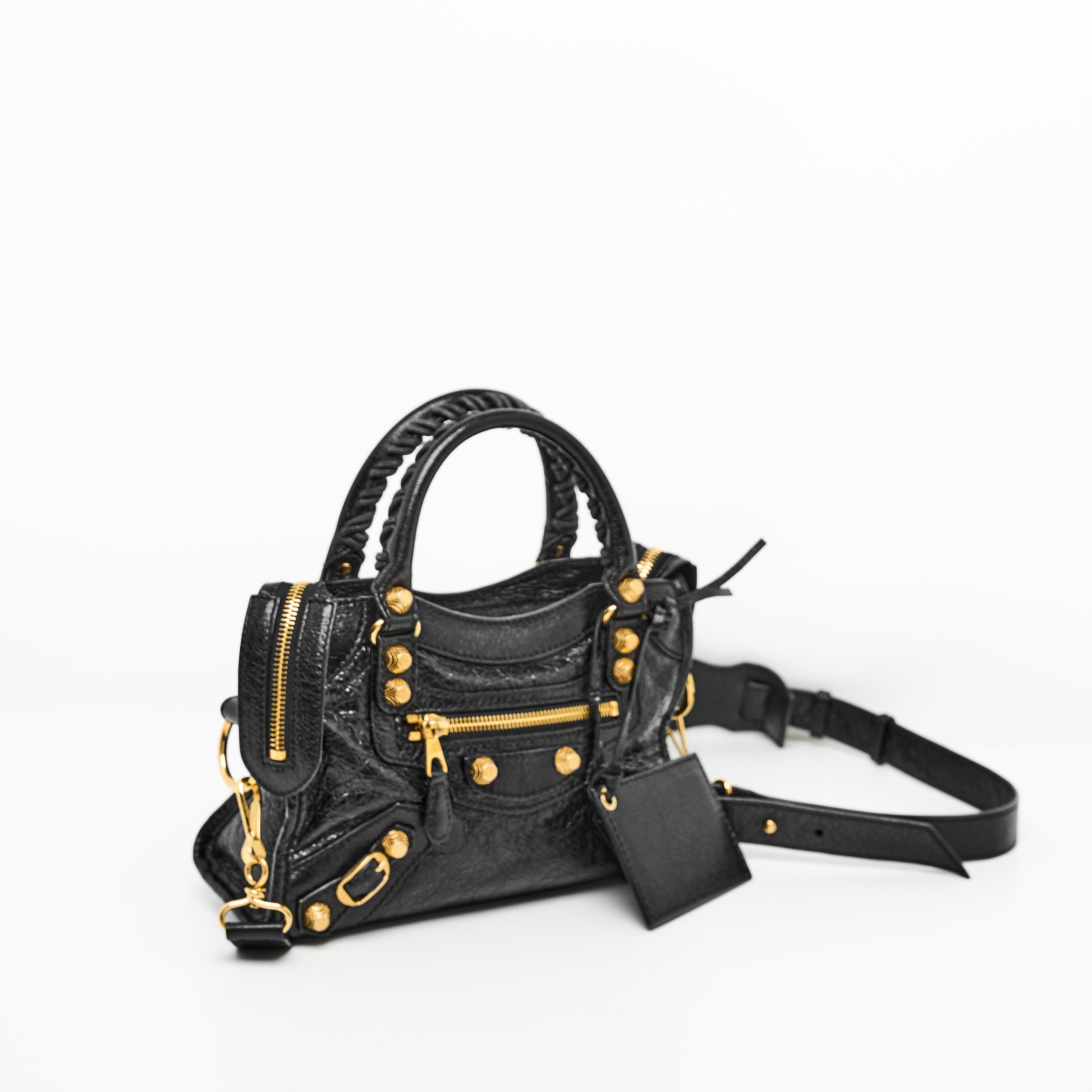 Balenciaga City Mini in Black Gold Hardware