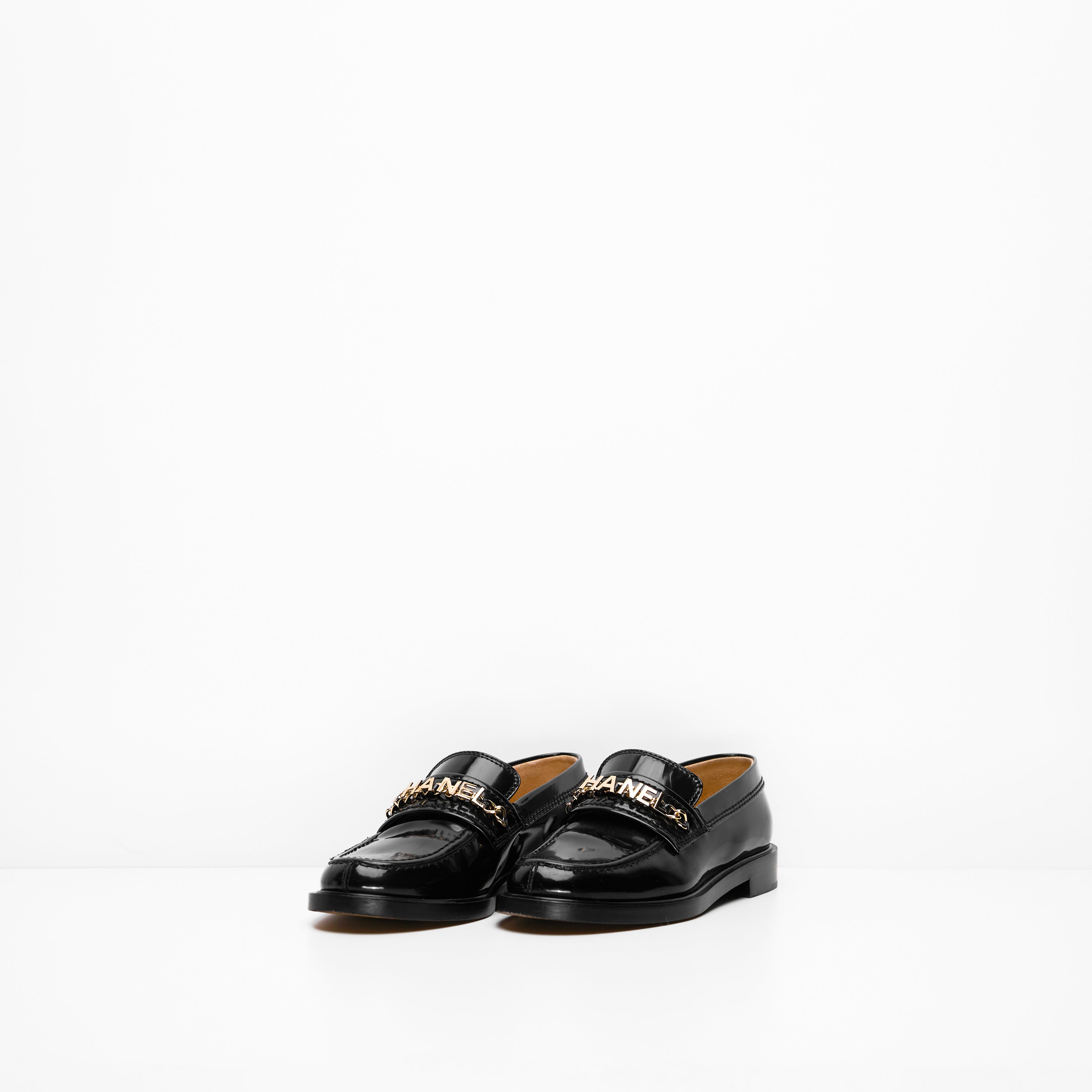 Chanel Patent Leather Moccasins Shoes
