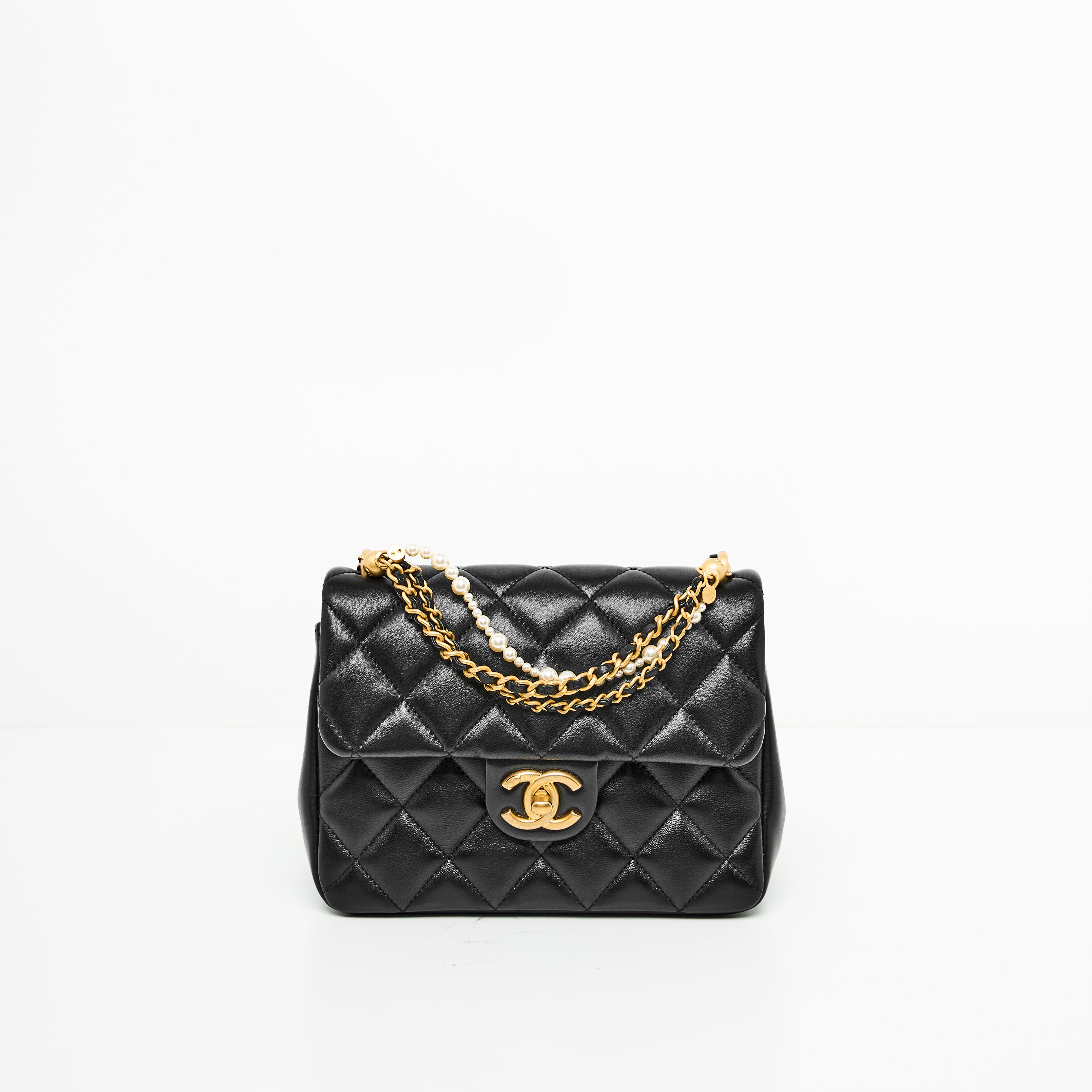 Chanel 24p Mini Square Flap Bag in Black