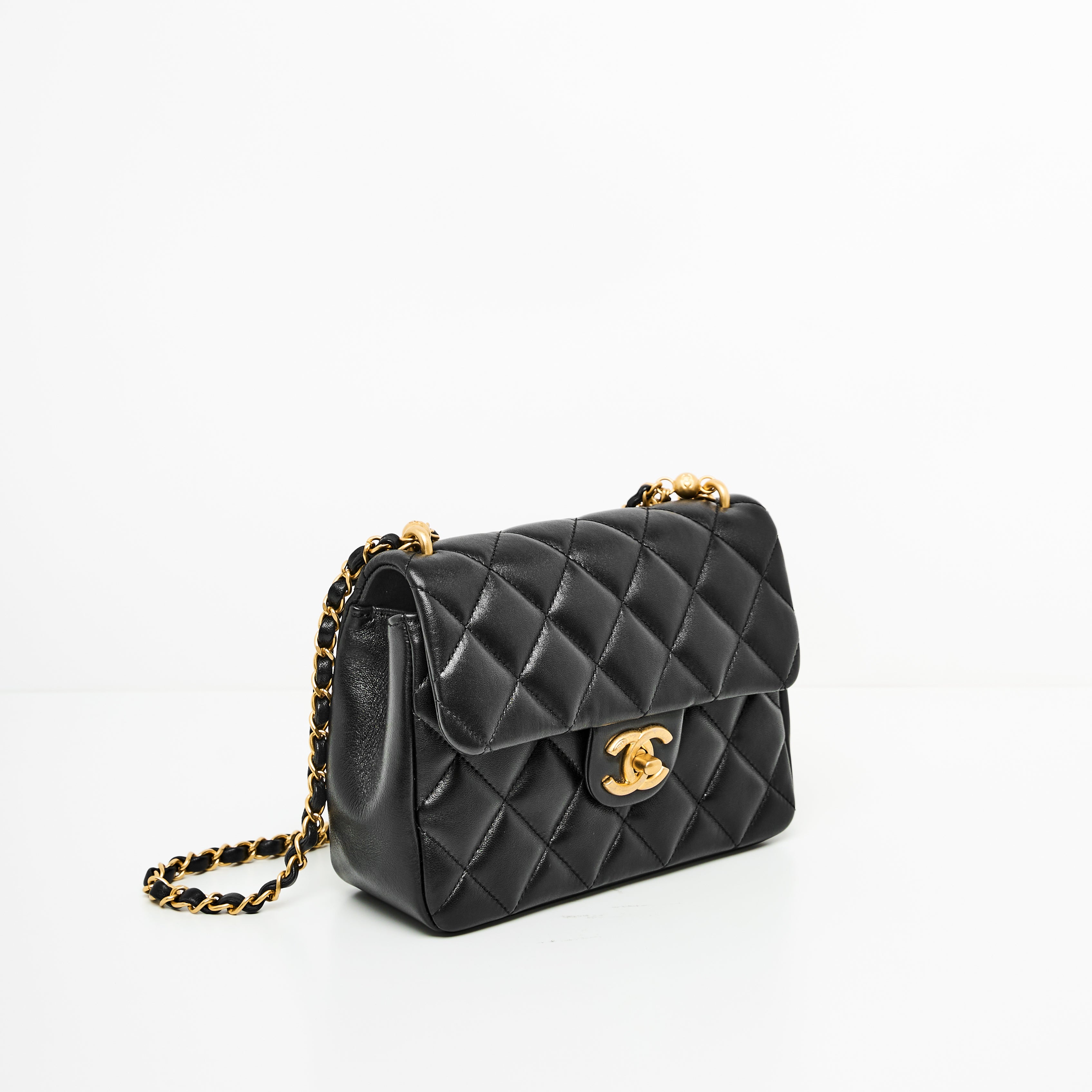 Chanel 24p Mini Square Flap Bag in Black