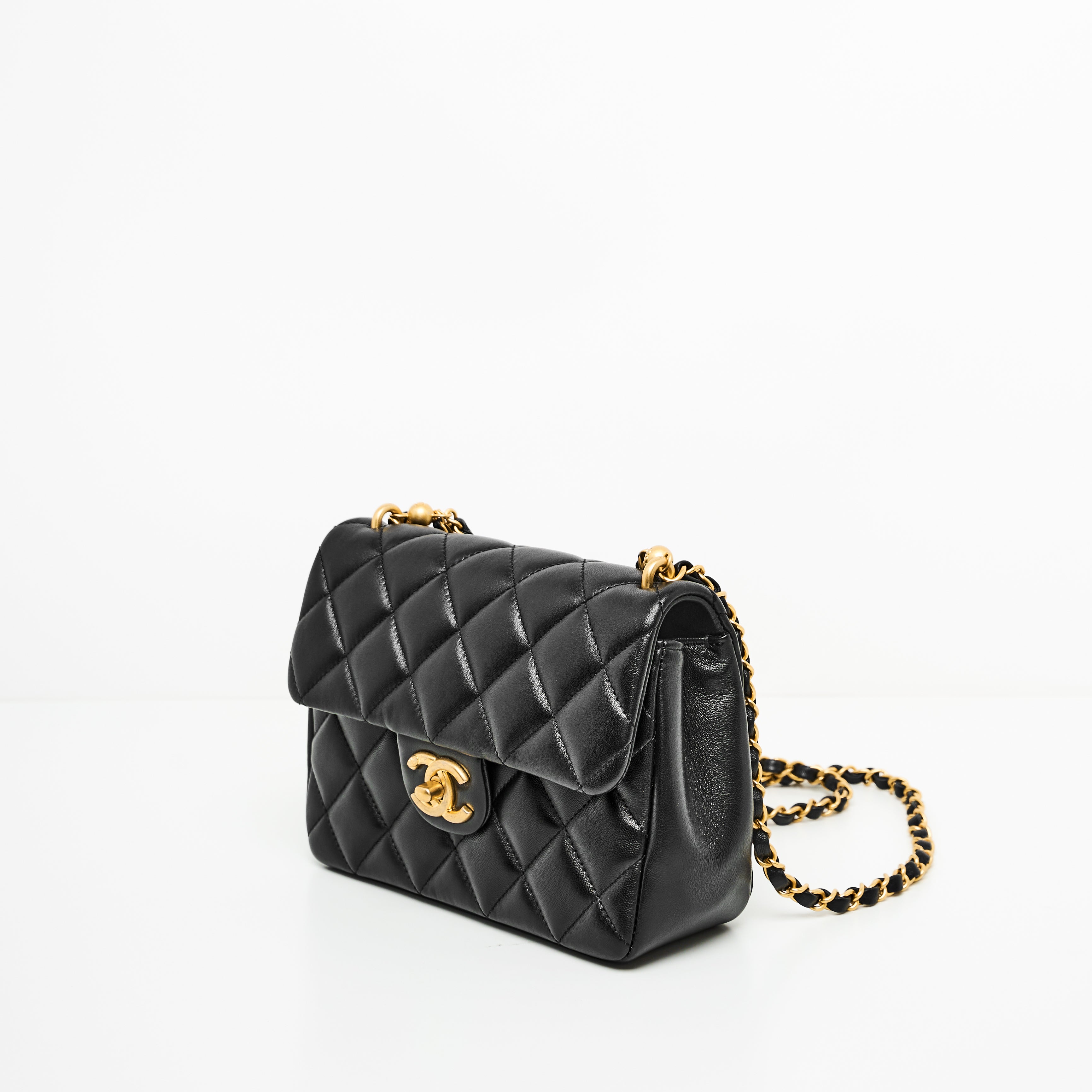 Chanel 24p Mini Square Flap Bag in Black