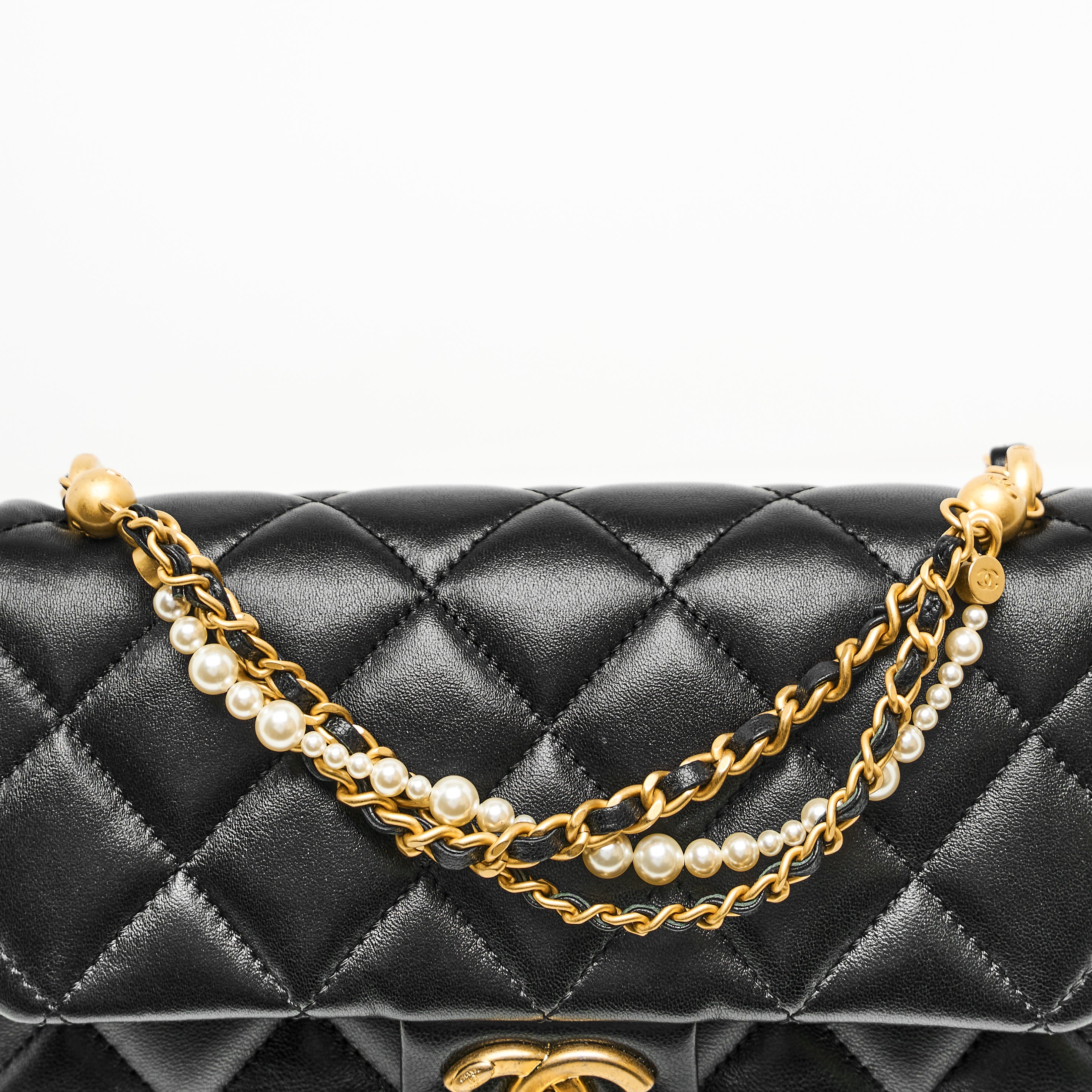 Chanel 24p Mini Square Flap Bag in Black