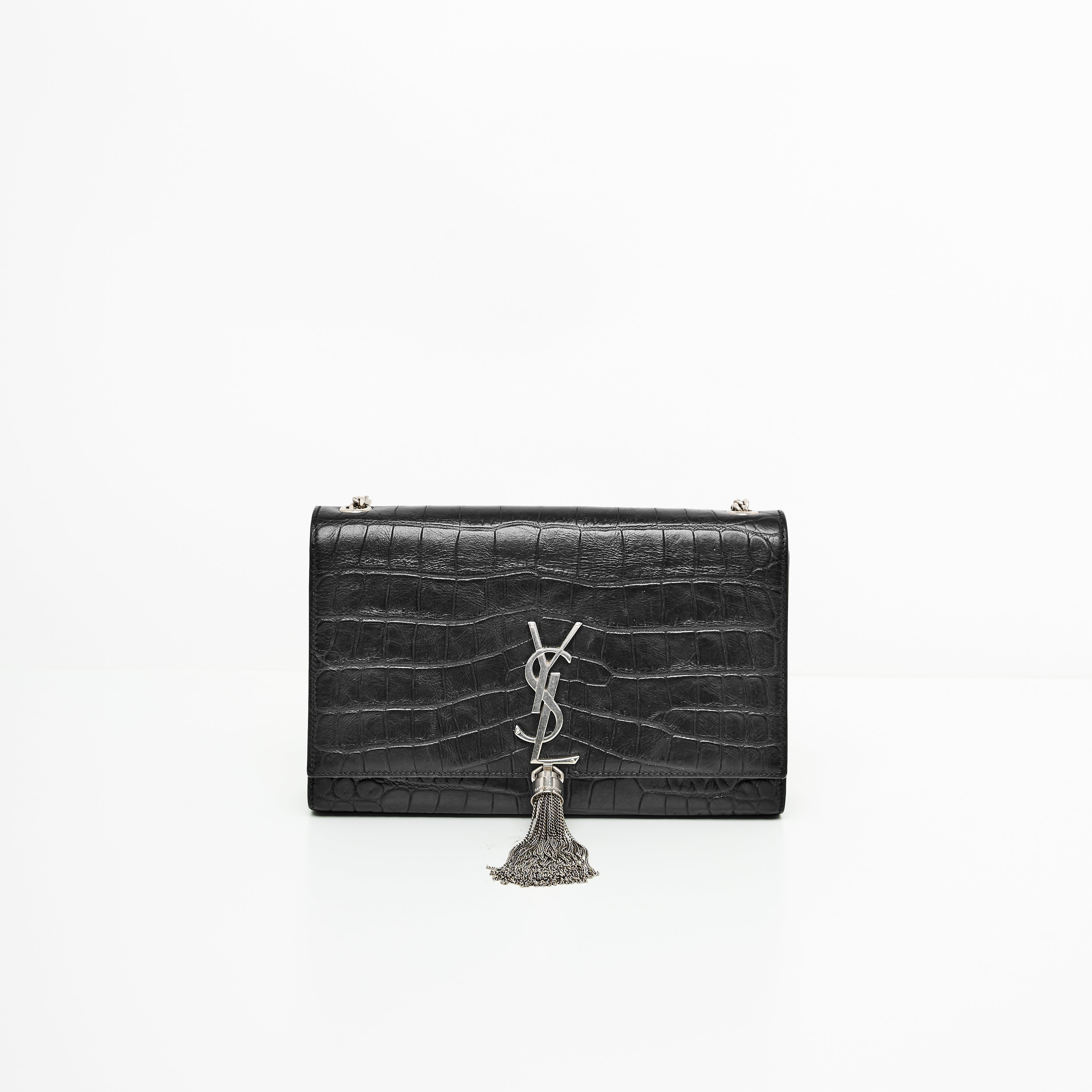 YSL KATE TASSEL IN CROCODILE-EMBOSSED LEATHER